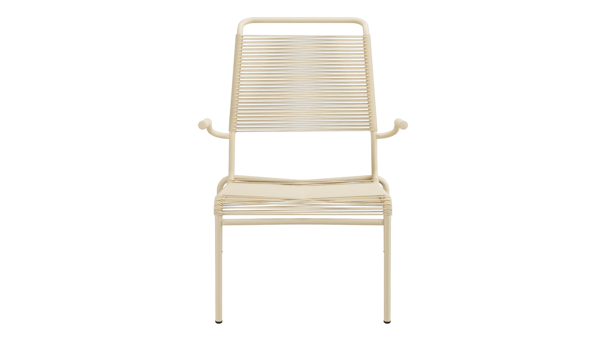 Säntis Lounger Spaghetti mit Armlehne Hochlehner in Pastellbraun präsentiert im Onlineshop von KAQTU Design AG. Outdoor-Sessel mit Armlehnen ist von Schaffner