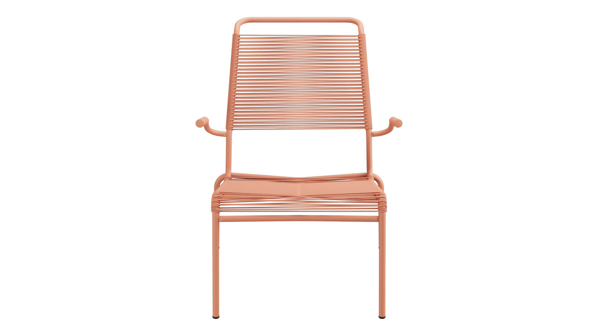 Säntis Lounger Spaghetti mit Armlehne Hochlehner in Pastellterracotta präsentiert im Onlineshop von KAQTU Design AG. Outdoor-Sessel mit Armlehnen ist von Schaffner
