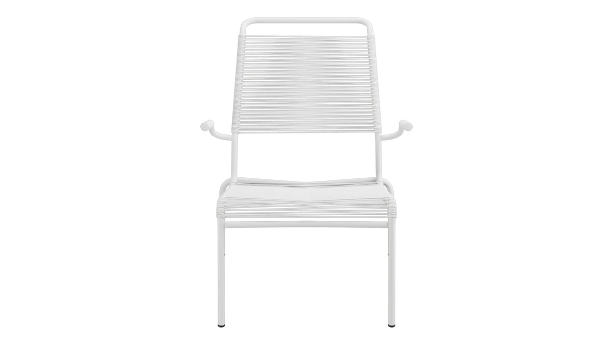 Säntis Lounger Spaghetti mit Armlehne Hochlehner in Weiss präsentiert im Onlineshop von KAQTU Design AG. Outdoor-Sessel mit Armlehnen ist von Schaffner