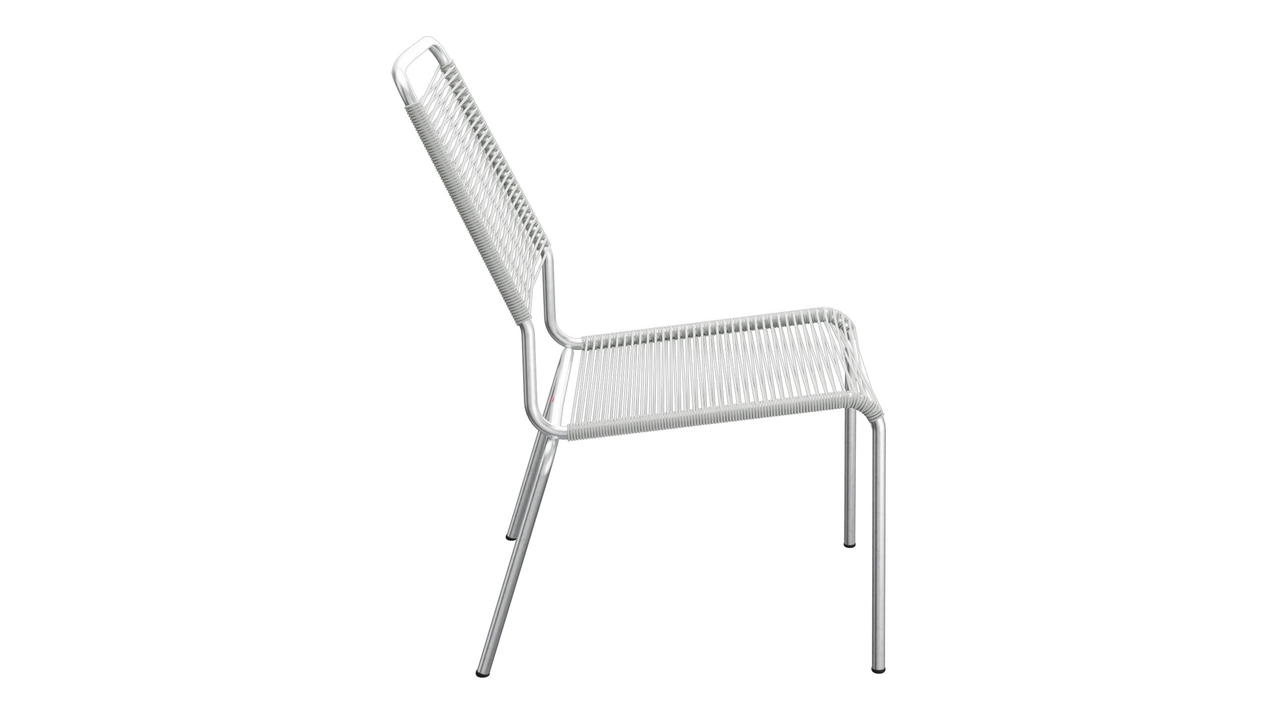 Rigi Spaghetti-Salonsessel  ohne Armlehne in Alusilber präsentiert im Onlineshop von KAQTU Design AG. Outdoor-Sessel ist von Schaffner