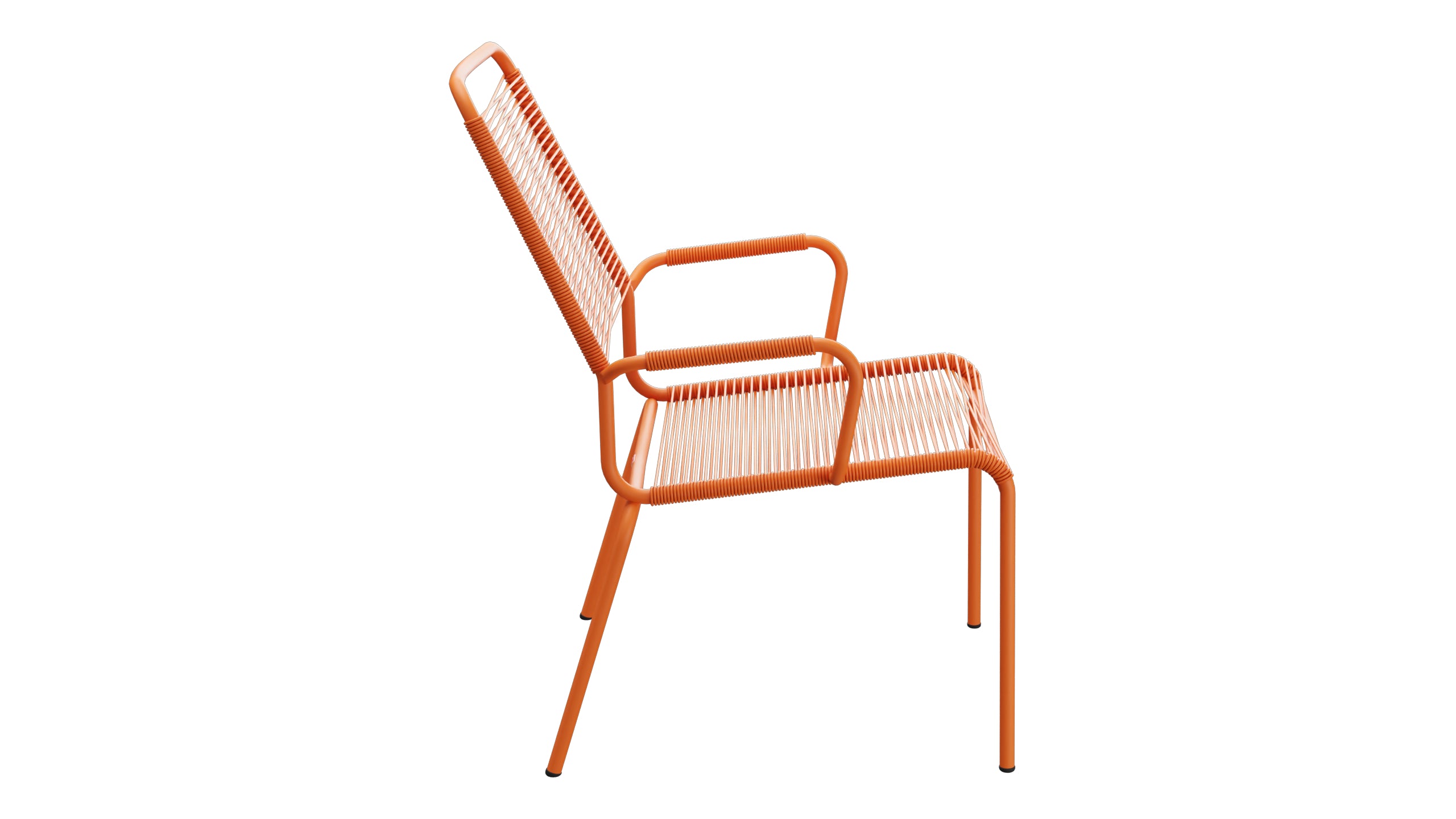 Rigi Spaghetti-Salonsessel  mit Armlehne in Orange präsentiert im Onlineshop von KAQTU Design AG. Gartenstuhl mit Armlehnen ist von Schaffner