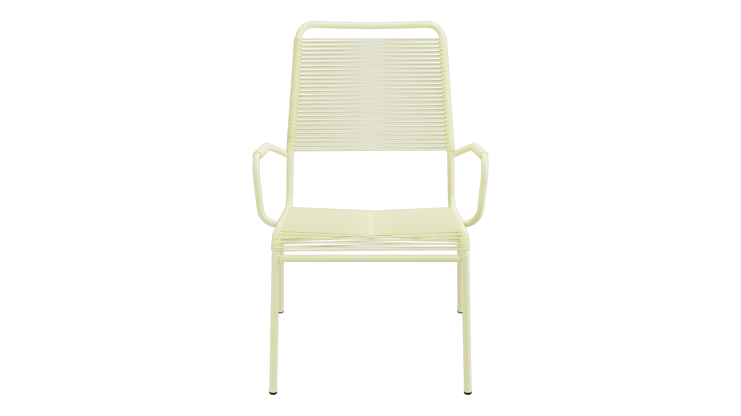 Rigi Spaghetti-Salonsessel  mit Armlehne in Buchsbaumgelb präsentiert im Onlineshop von KAQTU Design AG. Gartenstuhl mit Armlehnen ist von Schaffner