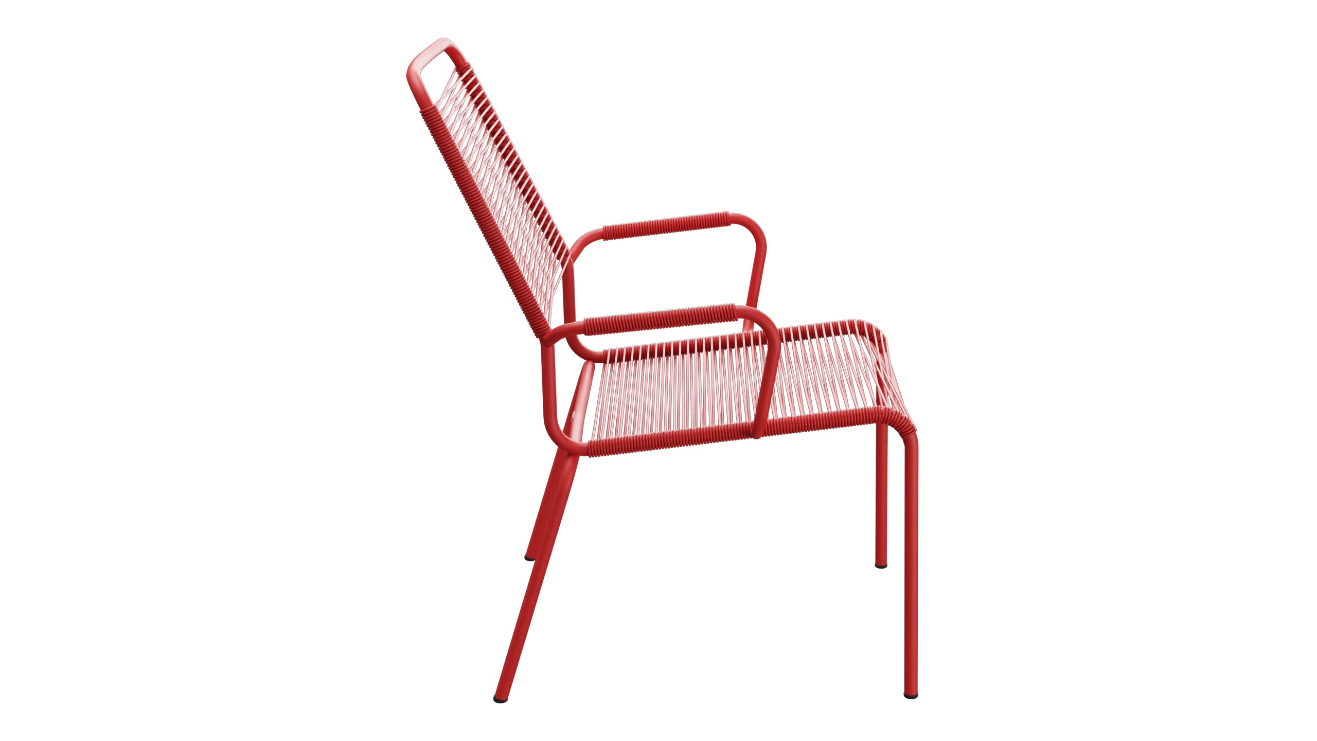 Rigi Spaghetti-Salonsessel  mit Armlehne in Rot präsentiert im Onlineshop von KAQTU Design AG. Gartenstuhl mit Armlehnen ist von Schaffner
