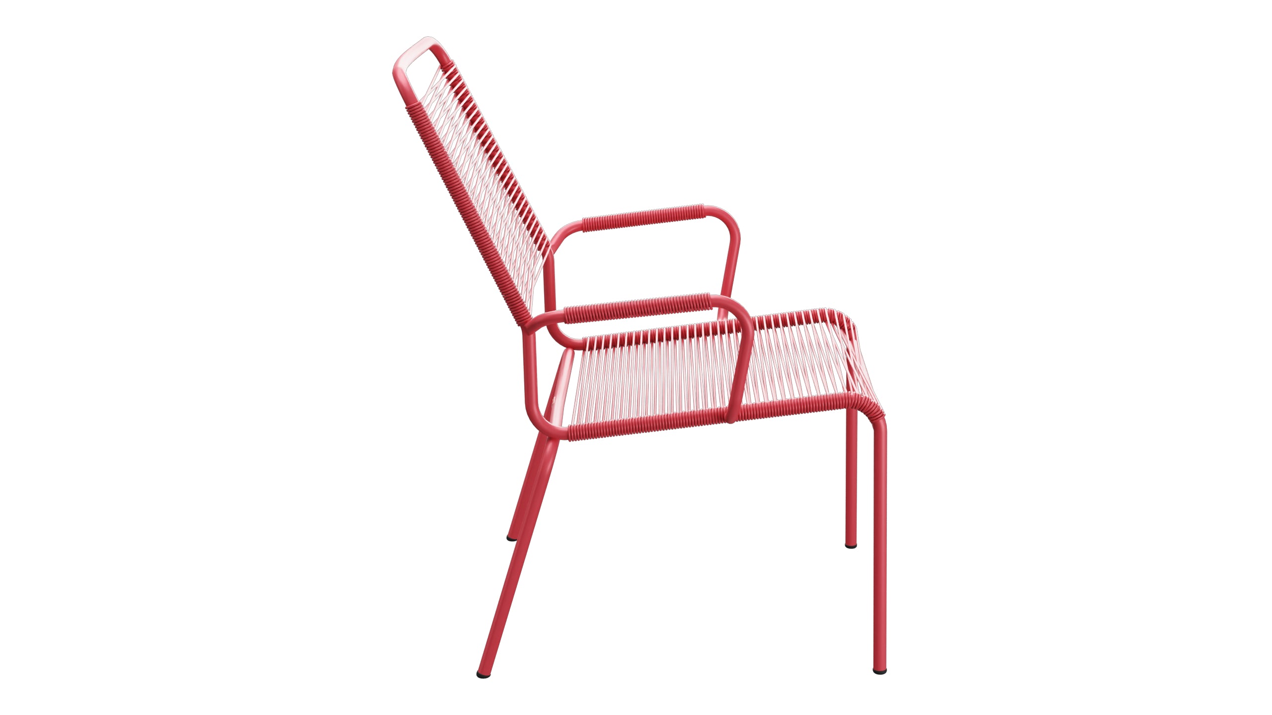 Rigi Spaghetti-Salonsessel  mit Armlehne in Ahornrot präsentiert im Onlineshop von KAQTU Design AG. Gartenstuhl mit Armlehnen ist von Schaffner