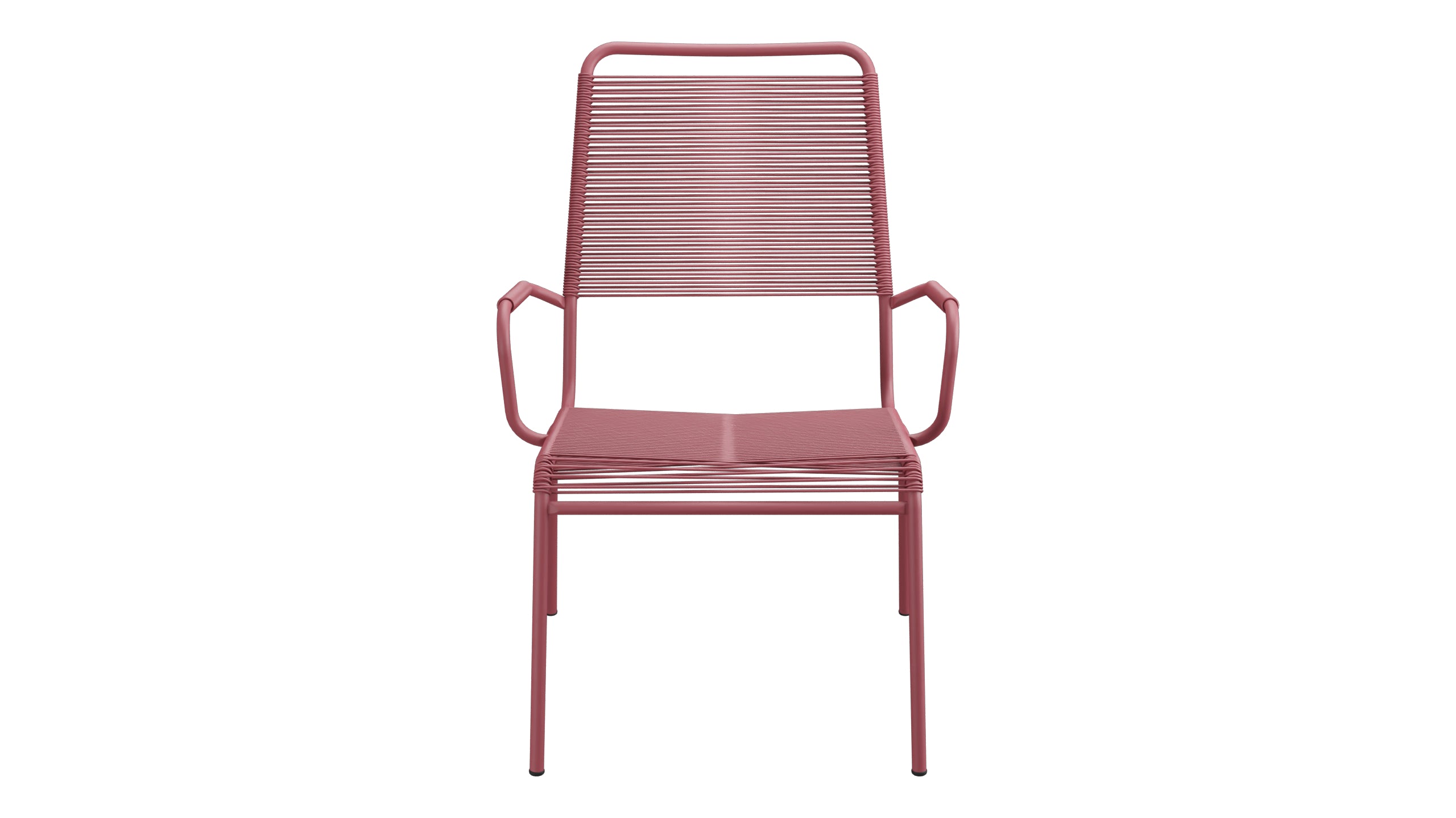 Rigi Spaghetti-Salonsessel  mit Armlehne in Bordeaux präsentiert im Onlineshop von KAQTU Design AG. Gartenstuhl mit Armlehnen ist von Schaffner