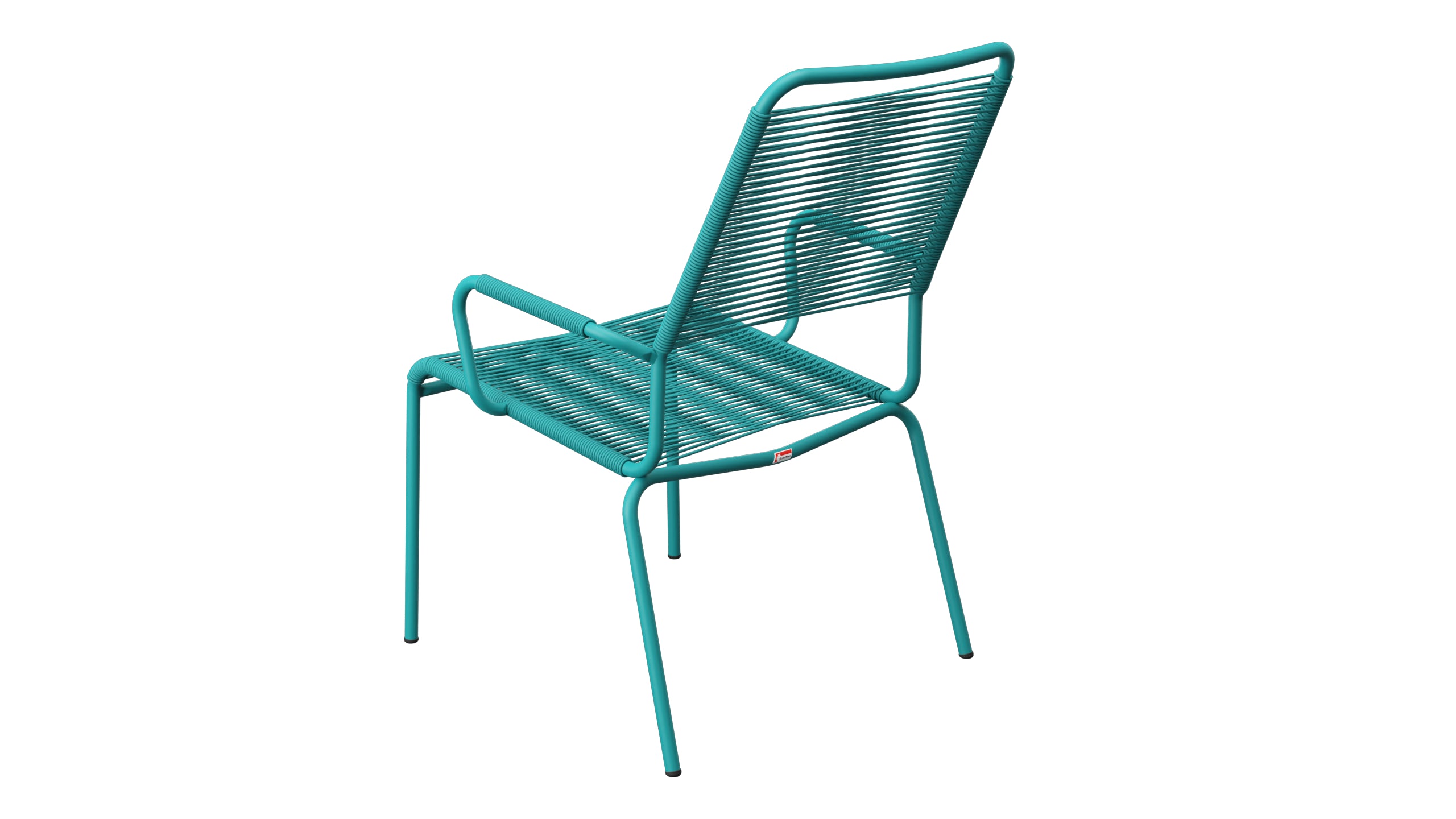 Rigi Spaghetti-Salonsessel  mit Armlehne in Kaliblau präsentiert im Onlineshop von KAQTU Design AG. Gartenstuhl mit Armlehnen ist von Schaffner
