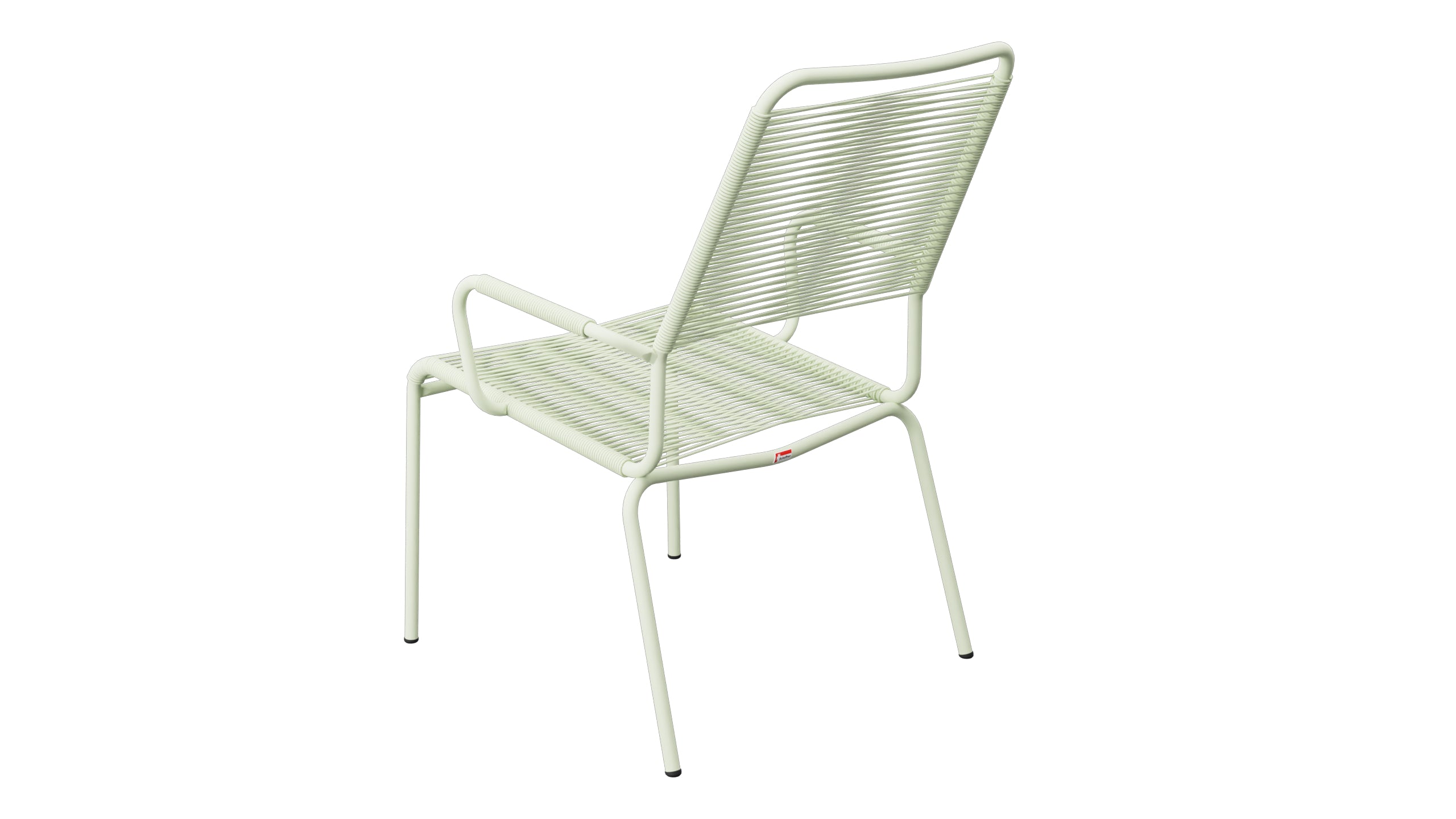 Rigi Spaghetti-Salonsessel  mit Armlehne in Pastellgrün präsentiert im Onlineshop von KAQTU Design AG. Gartenstuhl mit Armlehnen ist von Schaffner