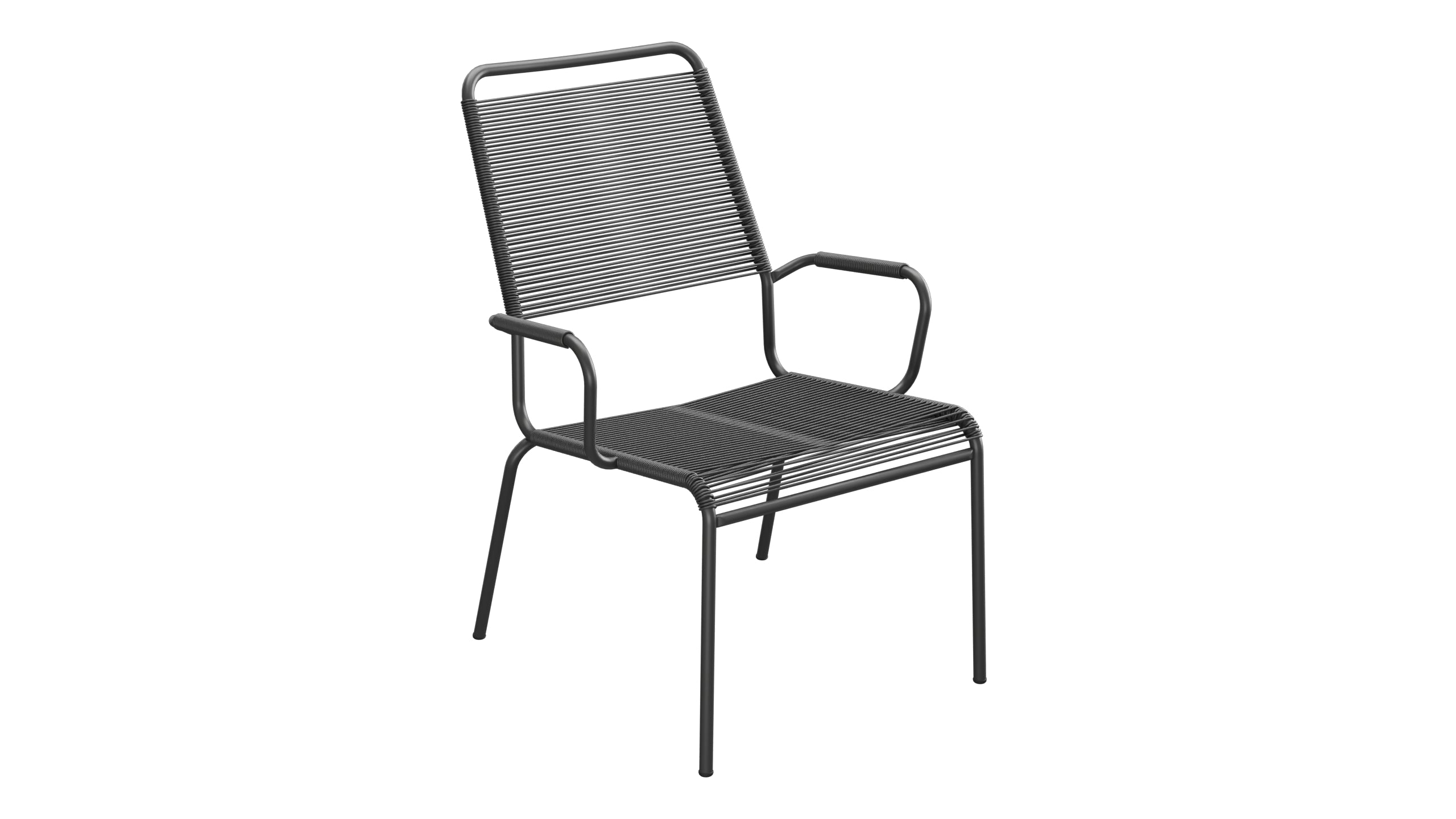 Rigi Spaghetti-Salonsessel  mit Armlehne in Anthrazit präsentiert im Onlineshop von KAQTU Design AG. Gartenstuhl mit Armlehnen ist von Schaffner