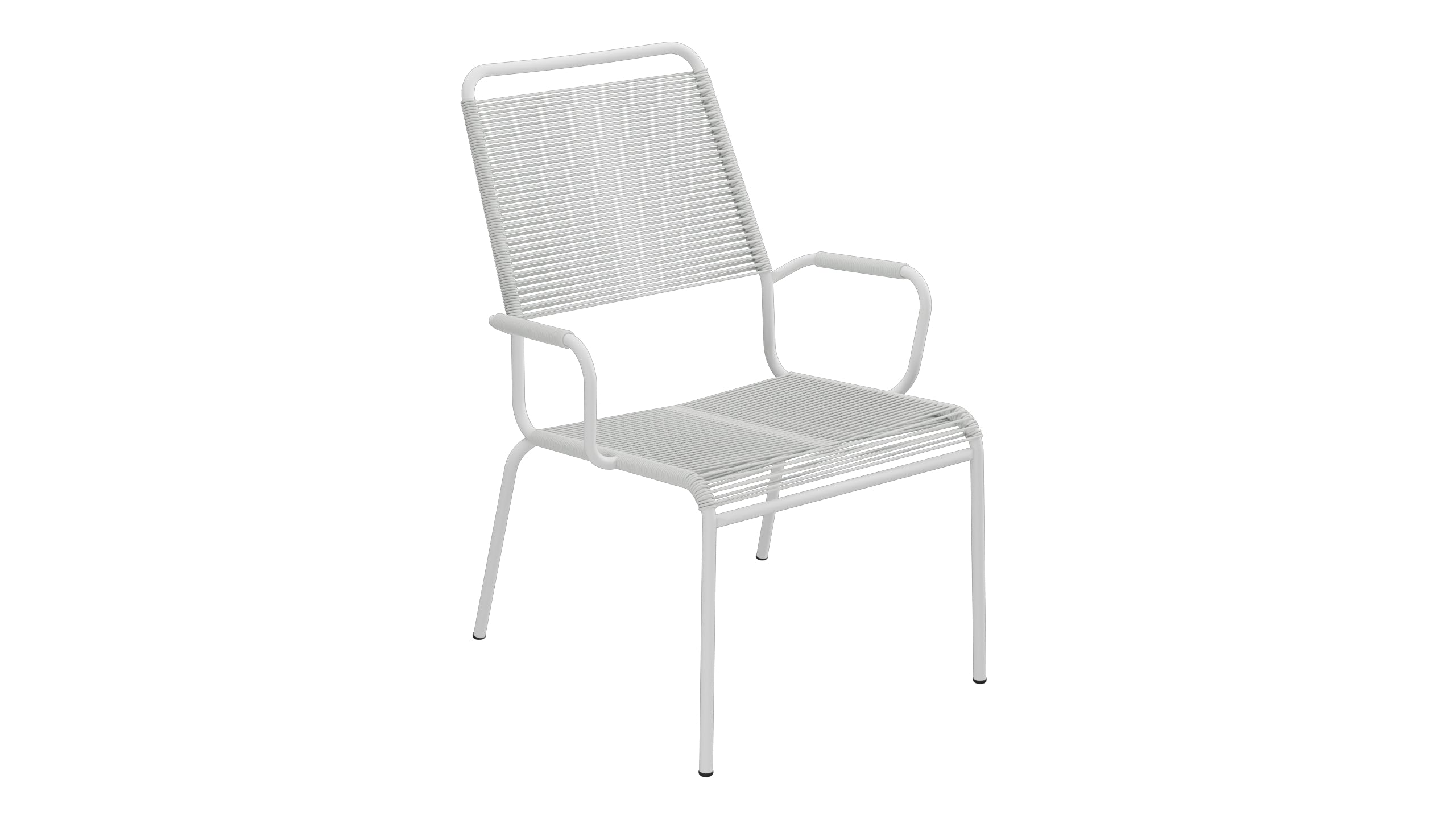 Rigi Spaghetti-Salonsessel  mit Armlehne in Alusilber präsentiert im Onlineshop von KAQTU Design AG. Gartenstuhl mit Armlehnen ist von Schaffner