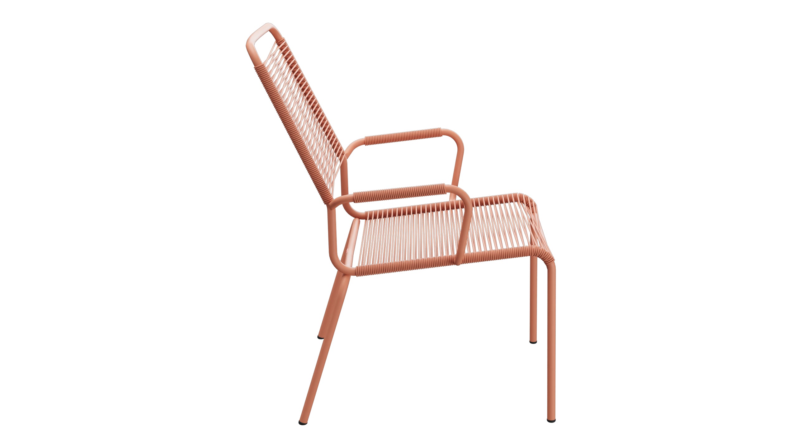 Rigi Spaghetti-Salonsessel  mit Armlehne in Pastellterracotta präsentiert im Onlineshop von KAQTU Design AG. Gartenstuhl mit Armlehnen ist von Schaffner
