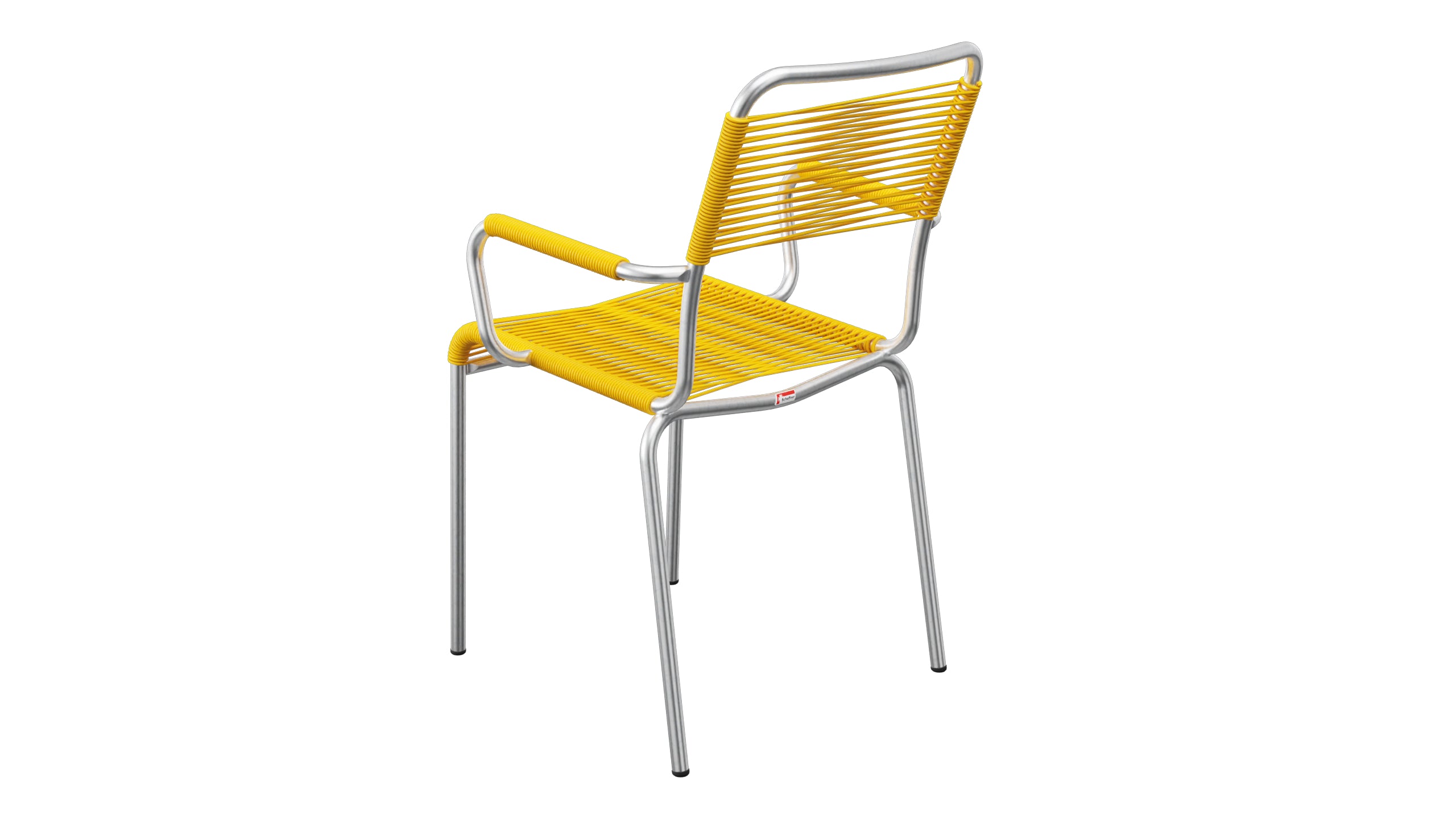 Rigi Spaghetti-Gartenstuhl mit Armlehne in Gelb präsentiert im Onlineshop von KAQTU Design AG. Gartenstuhl mit Armlehnen ist von Schaffner