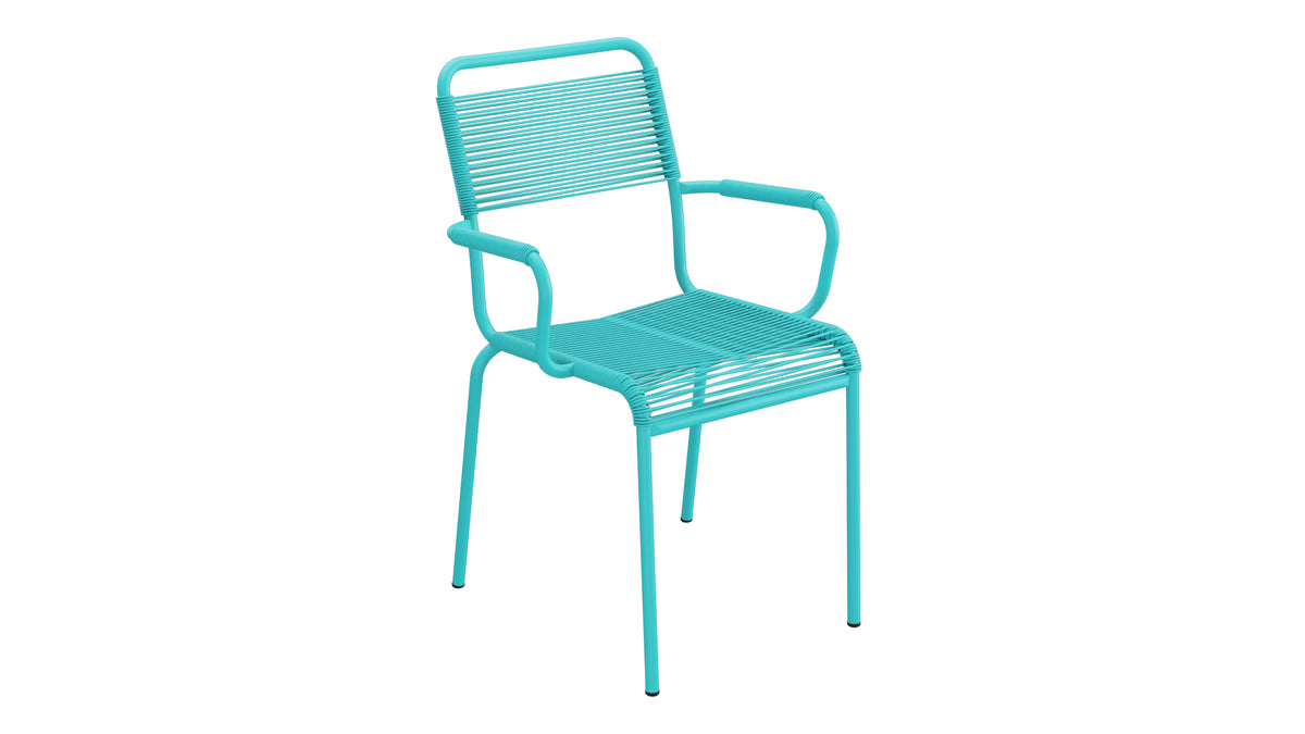 Rigi Spaghetti-Gartenstuhl mit Armlehne in Türkis präsentiert im Onlineshop von KAQTU Design AG. Gartenstuhl mit Armlehnen ist von Schaffner