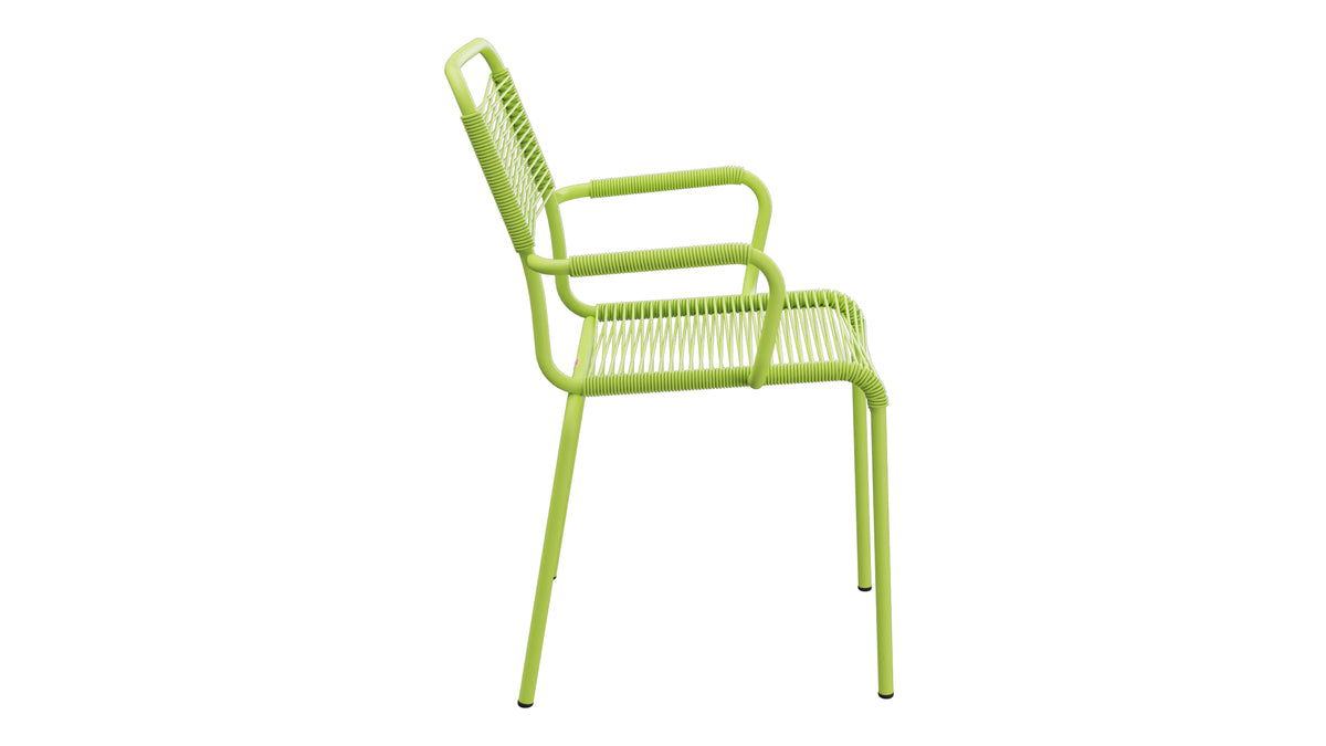 Rigi Spaghetti-Gartenstuhl mit Armlehne in Hellgrün präsentiert im Onlineshop von KAQTU Design AG. Gartenstuhl mit Armlehnen ist von Schaffner
