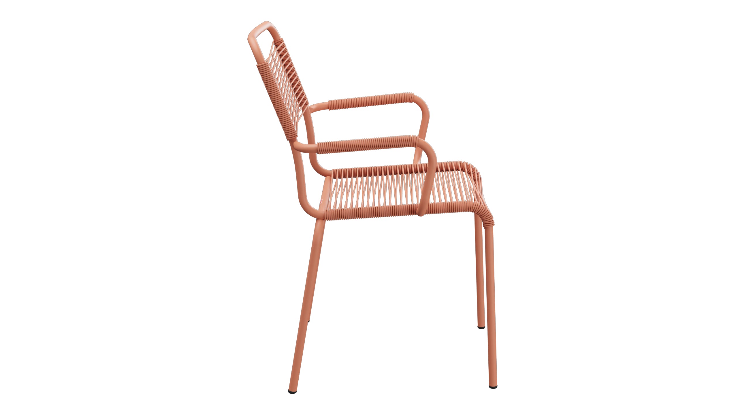 Rigi Spaghetti-Gartenstuhl mit Armlehne in Pastellterracotta präsentiert im Onlineshop von KAQTU Design AG. Gartenstuhl mit Armlehnen ist von Schaffner
