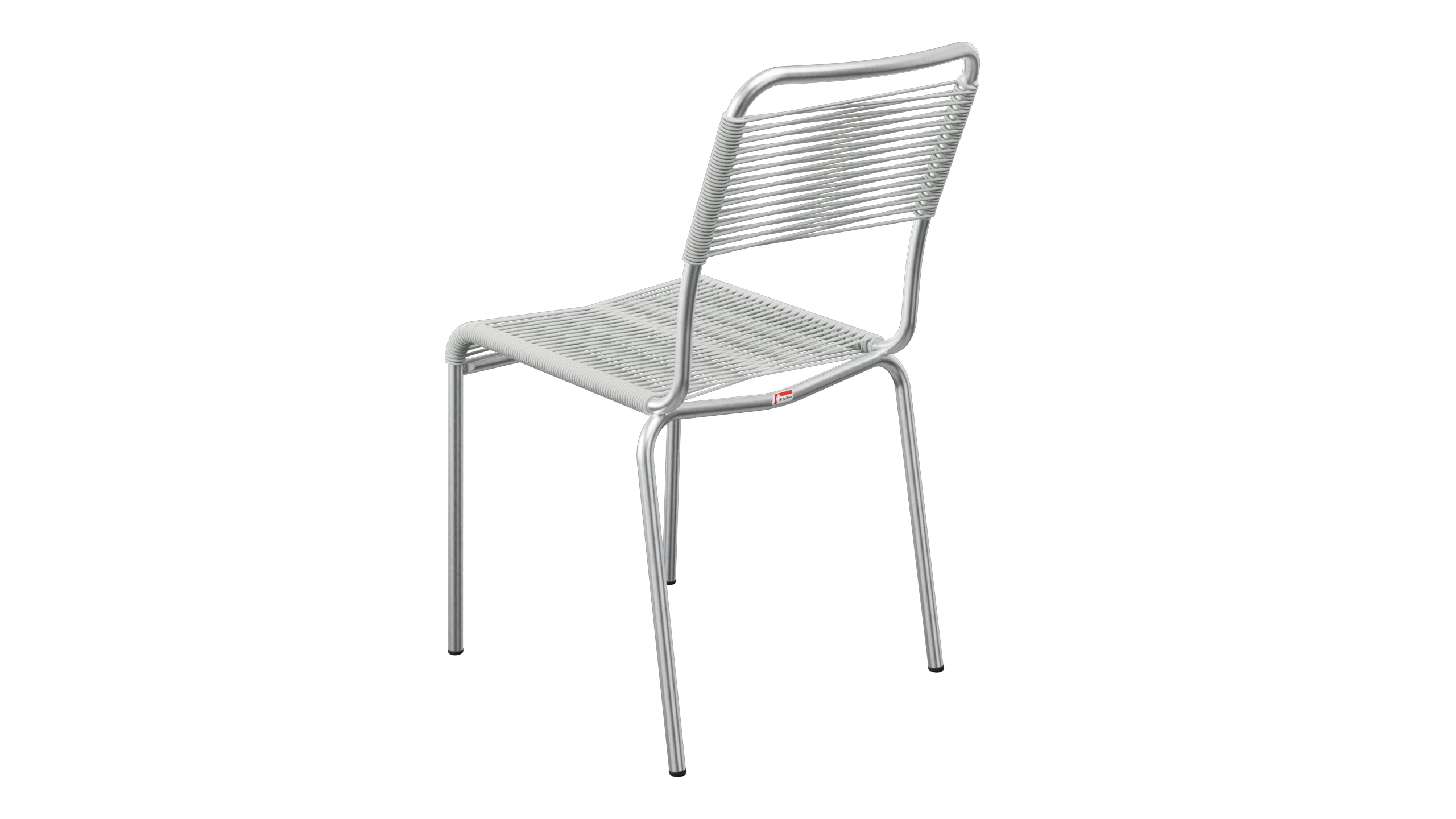 Rigi Spaghetti-Gartenstuhl ohne Armlehne in Alusilber präsentiert im Onlineshop von KAQTU Design AG. Gartenstuhl ist von Schaffner