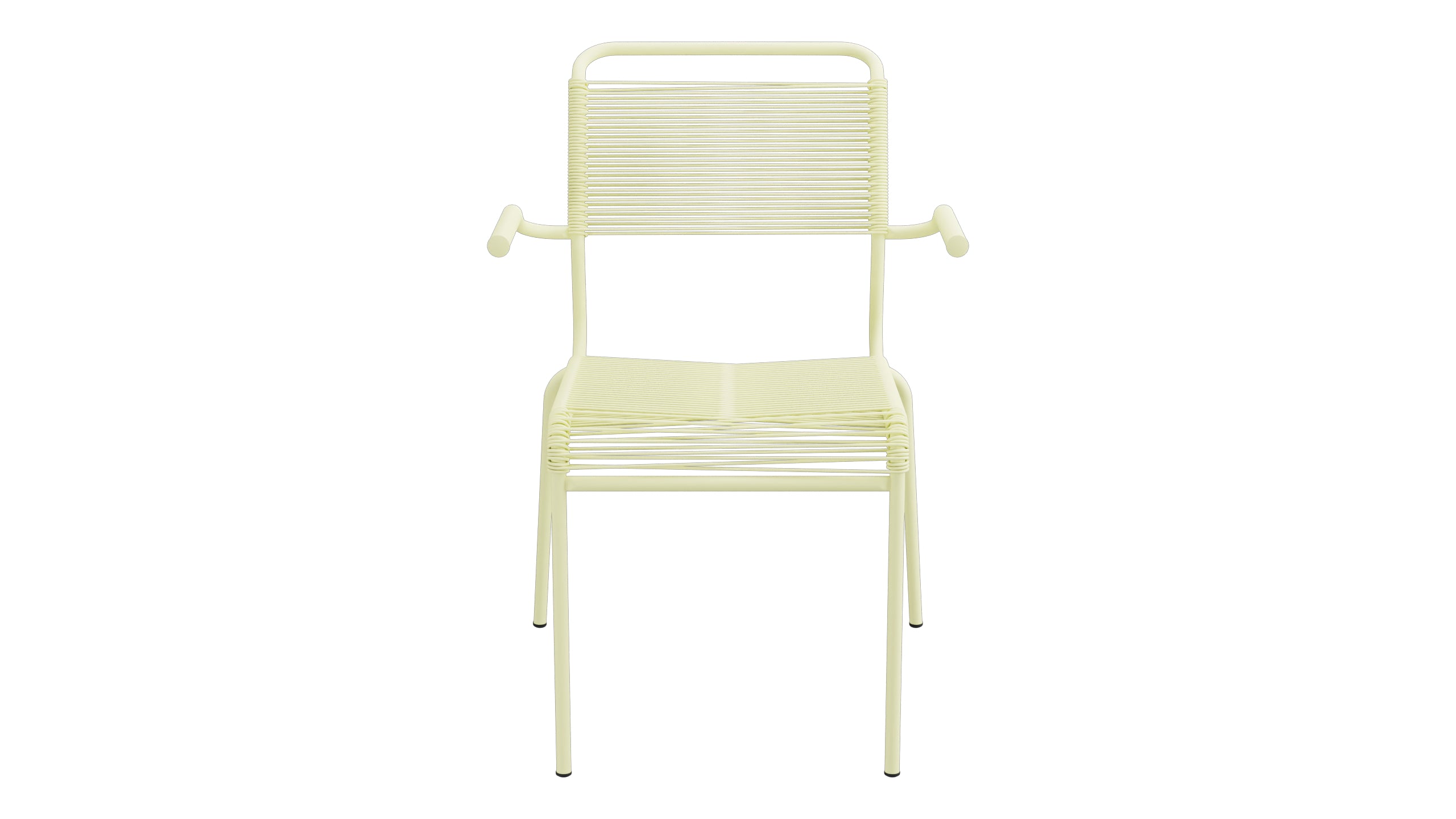 Säntis Spaghetti-Gartenstuhl mit Armlehne in Buchsbaumgelb präsentiert im Onlineshop von KAQTU Design AG. Gartenstuhl mit Armlehnen ist von Schaffner