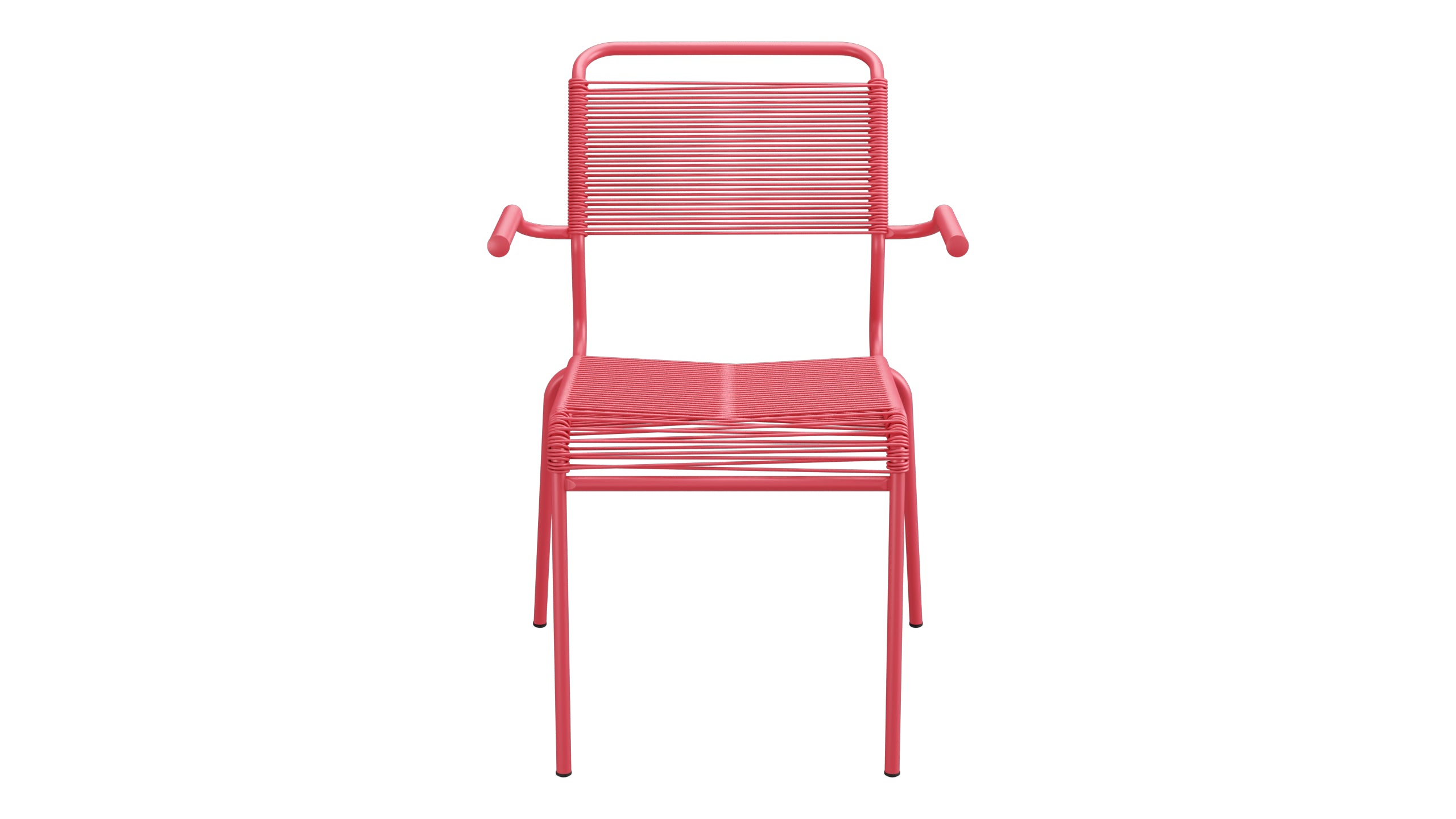 Säntis Spaghetti-Gartenstuhl mit Armlehne in Ahornrot präsentiert im Onlineshop von KAQTU Design AG. Gartenstuhl mit Armlehnen ist von Schaffner