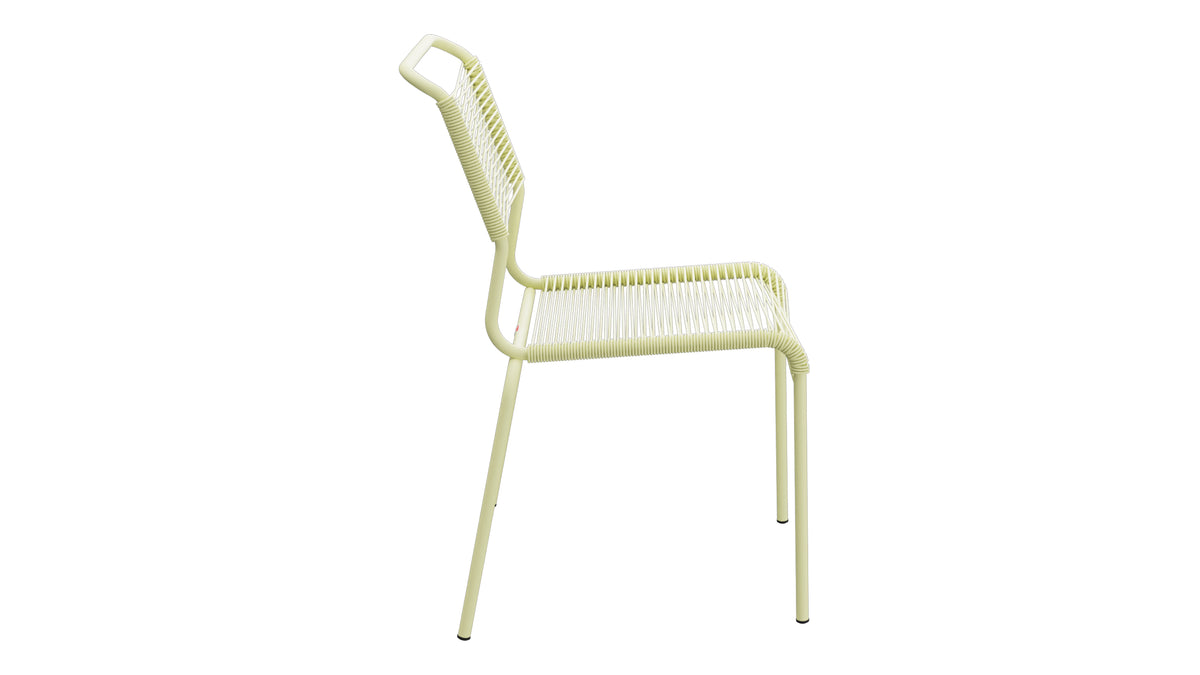 Säntis Spaghetti-Gartenstuhl ohne Armlehne in Buchsbaumgelb präsentiert im Onlineshop von KAQTU Design AG. Gartenstuhl ist von Schaffner