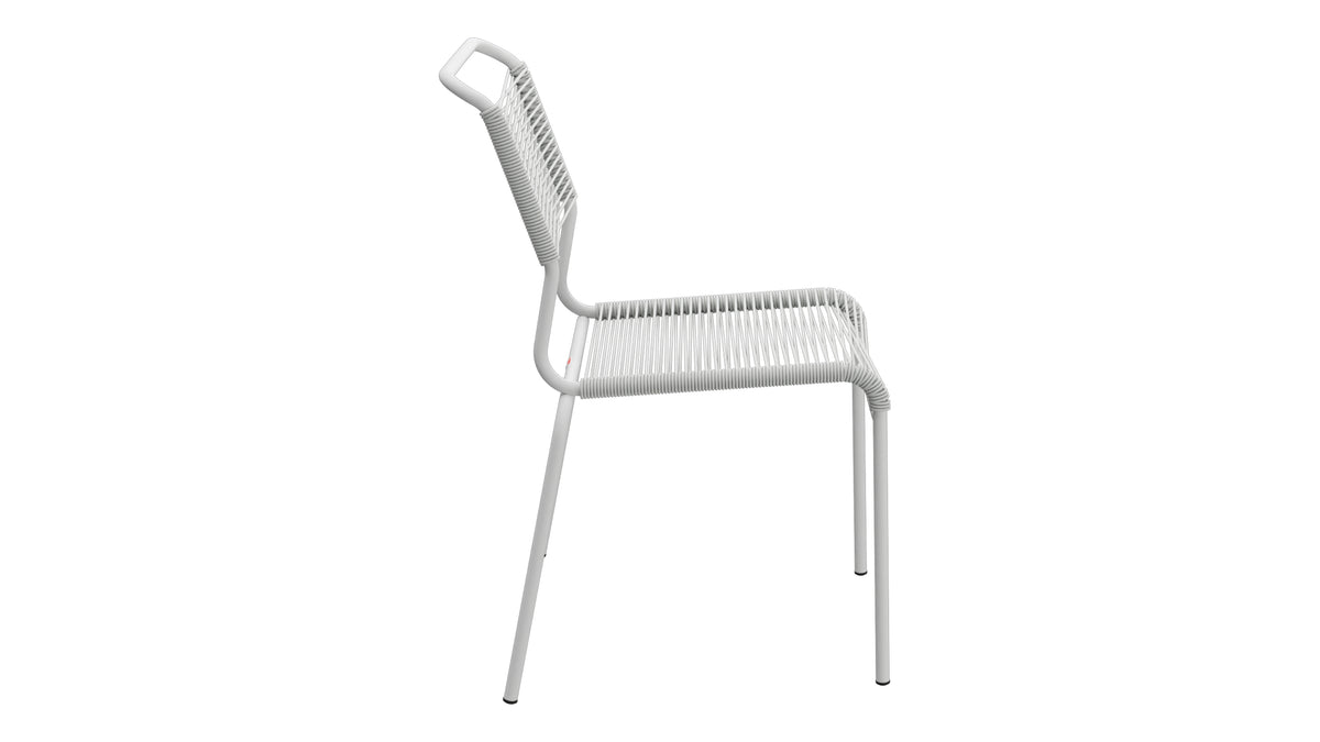 Säntis Spaghetti-Gartenstuhl ohne Armlehne in Alusilber präsentiert im Onlineshop von KAQTU Design AG. Gartenstuhl ist von Schaffner