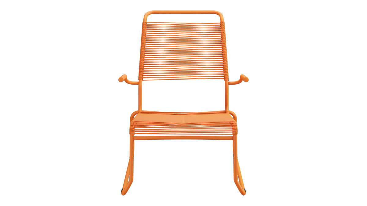 Säntis Spaghetti-Lounger mit Armlehne Hochlehner Kufen in Orange präsentiert im Onlineshop von KAQTU Design AG. Outdoor-Sessel mit Armlehnen ist von Schaffner