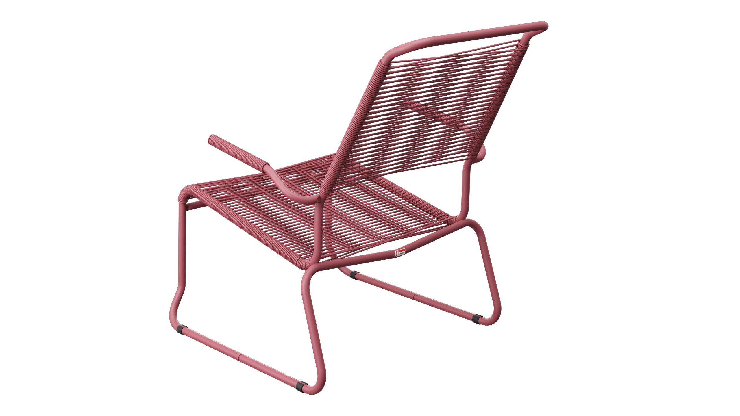 Säntis Spaghetti-Lounger mit Armlehne Hochlehner Kufen in Bordeaux präsentiert im Onlineshop von KAQTU Design AG. Outdoor-Sessel mit Armlehnen ist von Schaffner