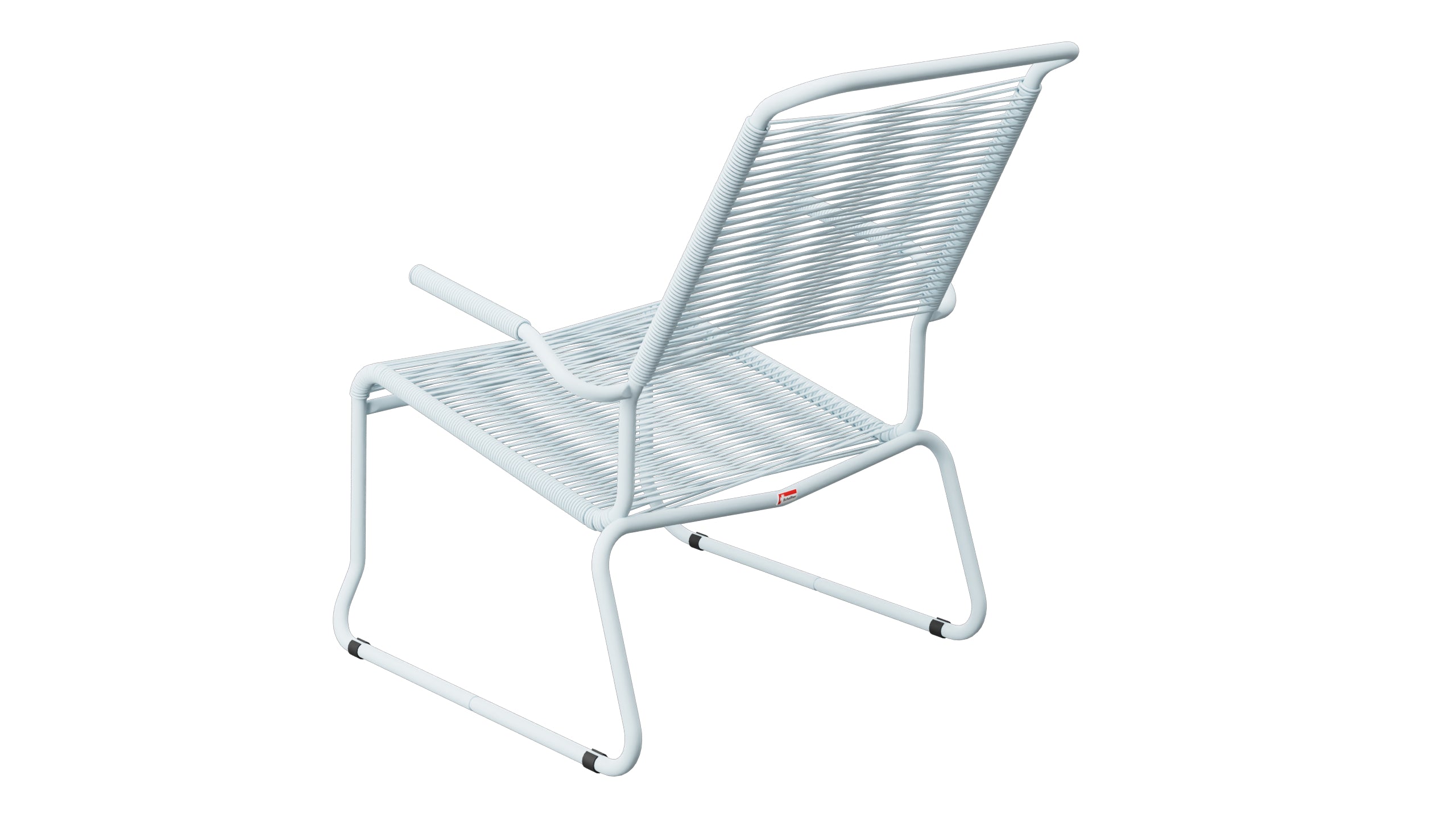 Säntis Spaghetti-Lounger mit Armlehne Hochlehner Kufen in Pastellblau präsentiert im Onlineshop von KAQTU Design AG. Outdoor-Sessel mit Armlehnen ist von Schaffner