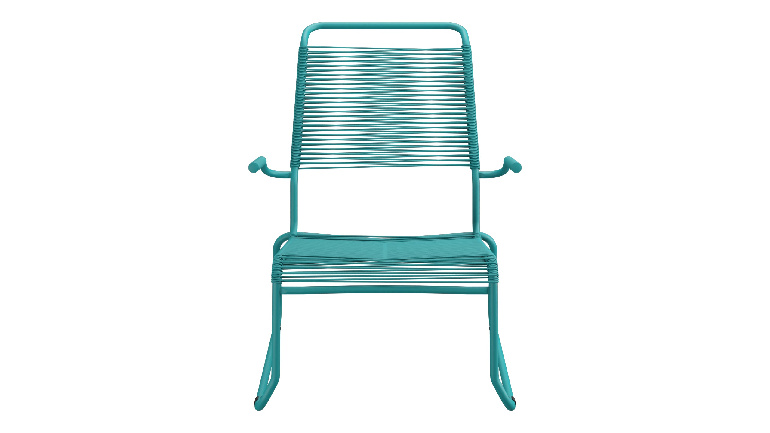 Säntis Spaghetti-Lounger mit Armlehne Hochlehner Kufen in Kaliblau präsentiert im Onlineshop von KAQTU Design AG. Outdoor-Sessel mit Armlehnen ist von Schaffner
