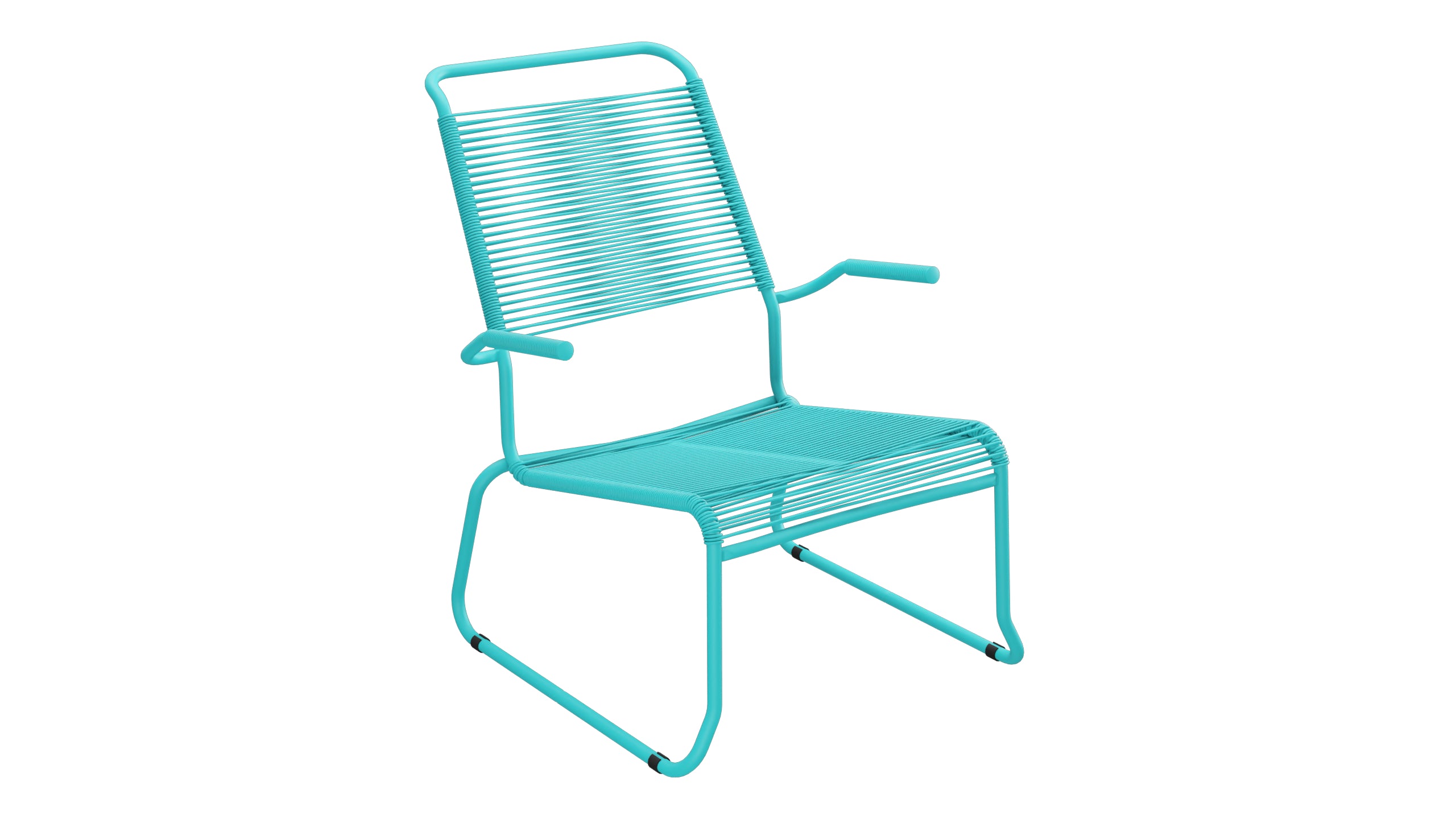 Säntis Spaghetti-Lounger mit Armlehne Hochlehner Kufen in Türkis präsentiert im Onlineshop von KAQTU Design AG. Outdoor-Sessel mit Armlehnen ist von Schaffner