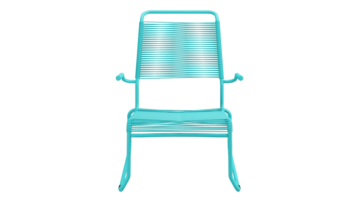Säntis Spaghetti-Lounger mit Armlehne Hochlehner Kufen in Türkis präsentiert im Onlineshop von KAQTU Design AG. Outdoor-Sessel mit Armlehnen ist von Schaffner
