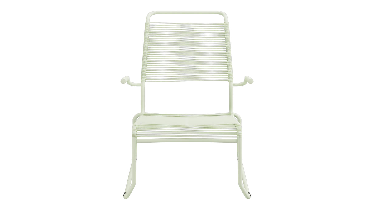 Säntis Spaghetti-Lounger mit Armlehne Hochlehner Kufen in Pastellgrün präsentiert im Onlineshop von KAQTU Design AG. Outdoor-Sessel mit Armlehnen ist von Schaffner