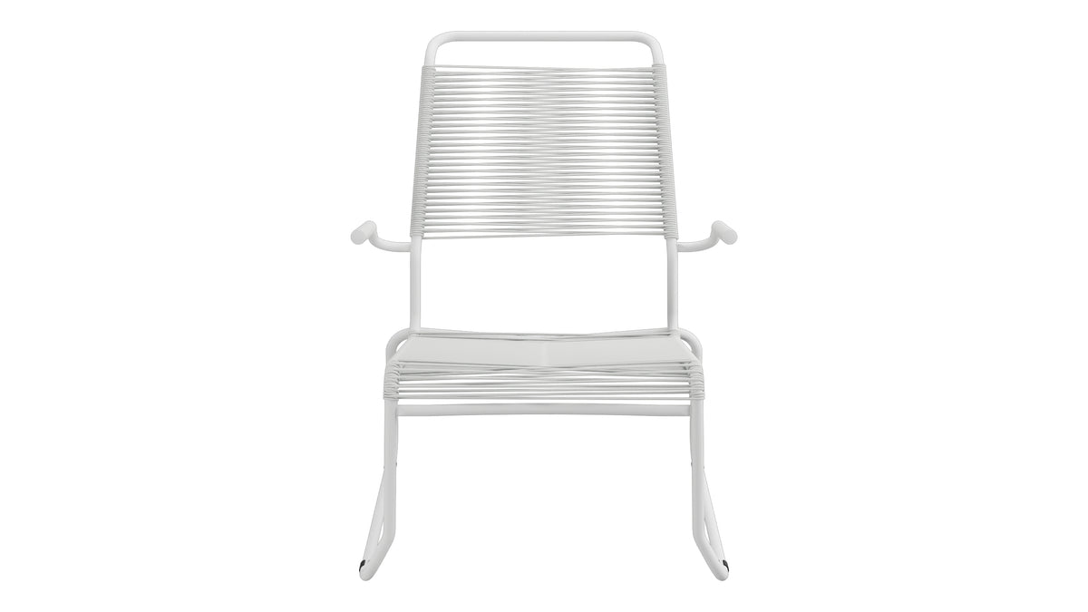 Säntis Spaghetti-Lounger mit Armlehne Hochlehner Kufen in Alusilber präsentiert im Onlineshop von KAQTU Design AG. Outdoor-Sessel mit Armlehnen ist von Schaffner