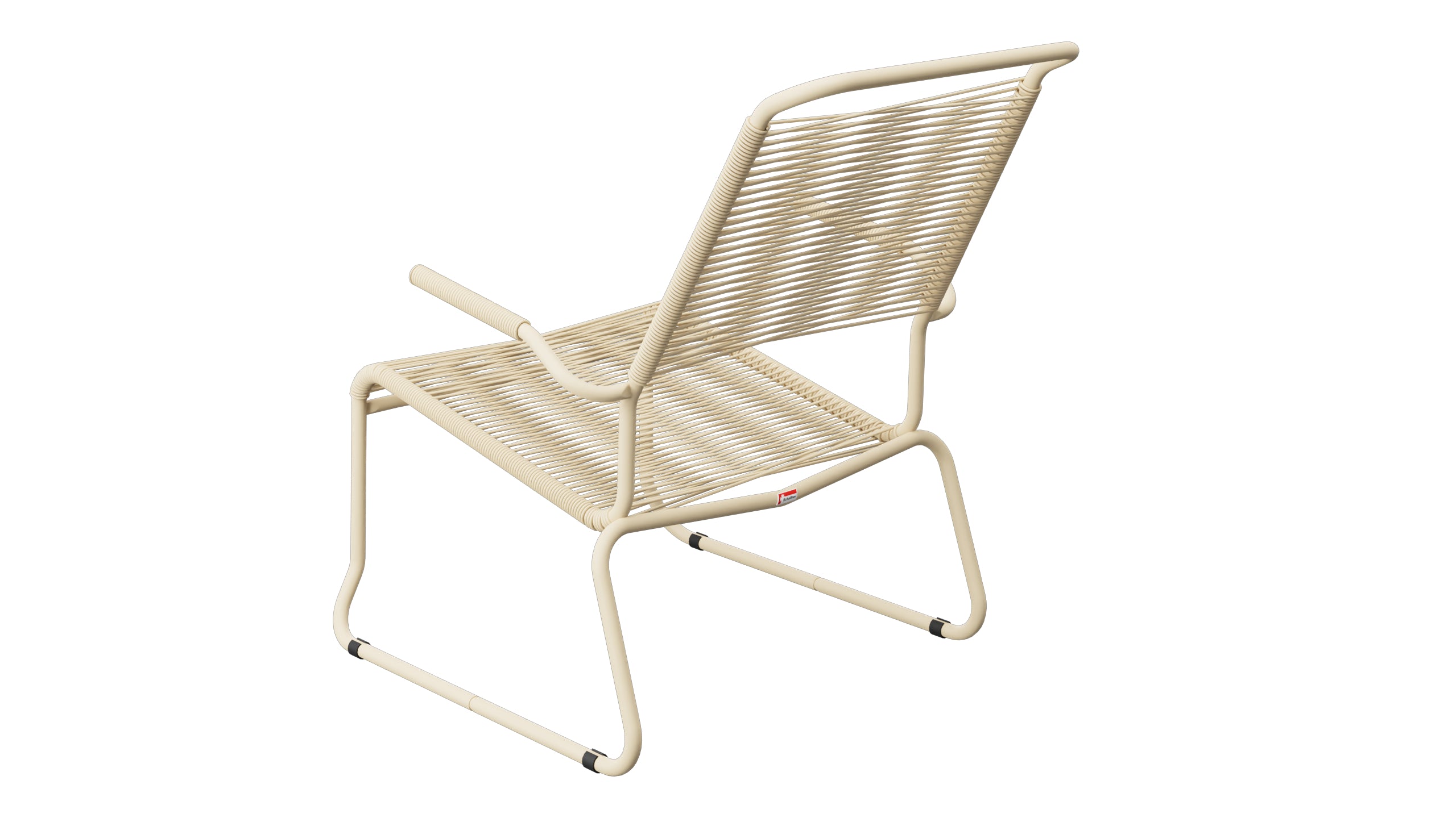 Säntis Spaghetti-Lounger mit Armlehne Hochlehner Kufen in Pastellbraun präsentiert im Onlineshop von KAQTU Design AG. Outdoor-Sessel mit Armlehnen ist von Schaffner