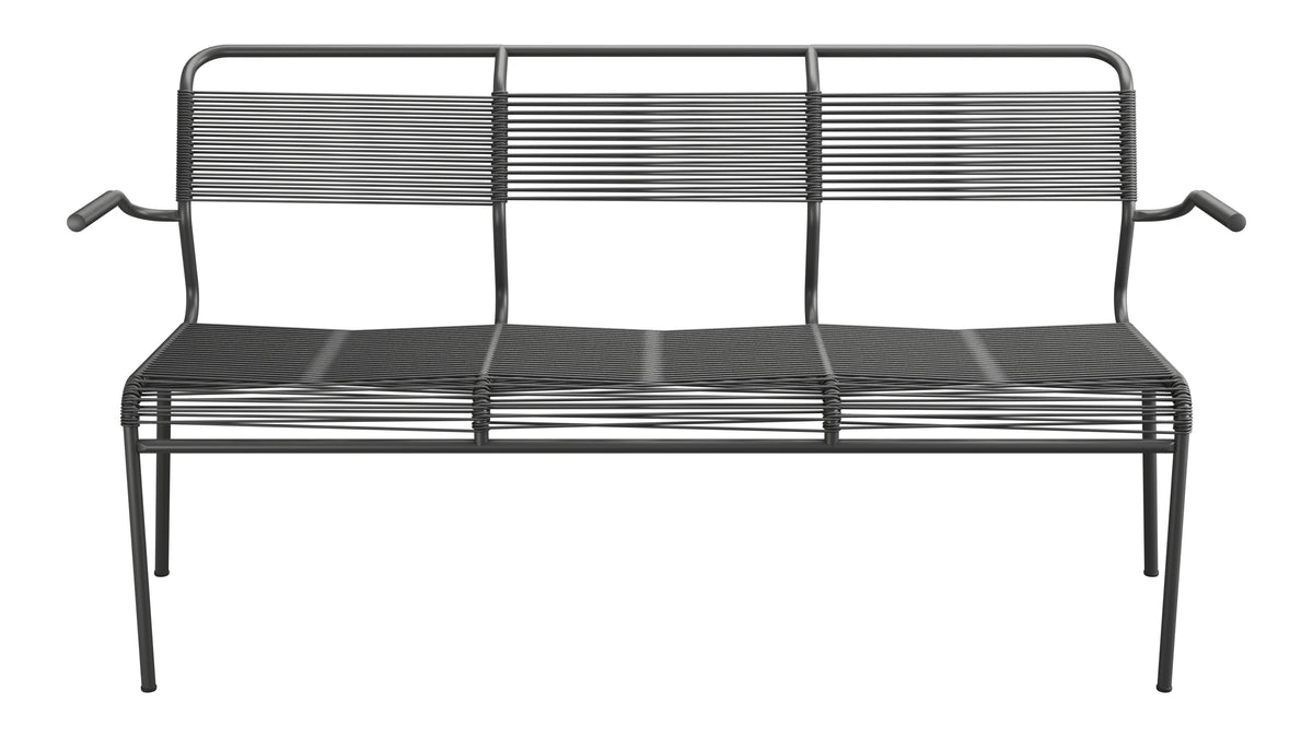 Säntis Spaghetti-3er-Gartenbank mit Armlehne in Anthrazit präsentiert im Onlineshop von KAQTU Design AG. Gartenbank ist von Schaffner