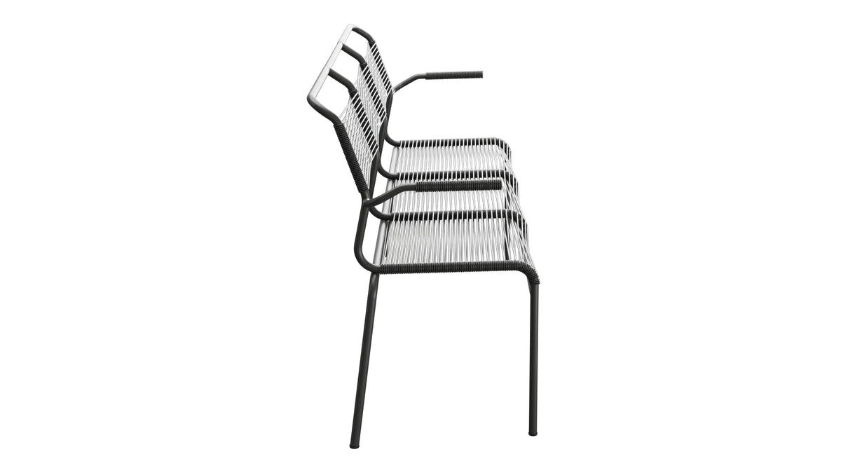 Säntis Spaghetti-3er-Gartenbank mit Armlehne in Anthrazit präsentiert im Onlineshop von KAQTU Design AG. Gartenbank ist von Schaffner