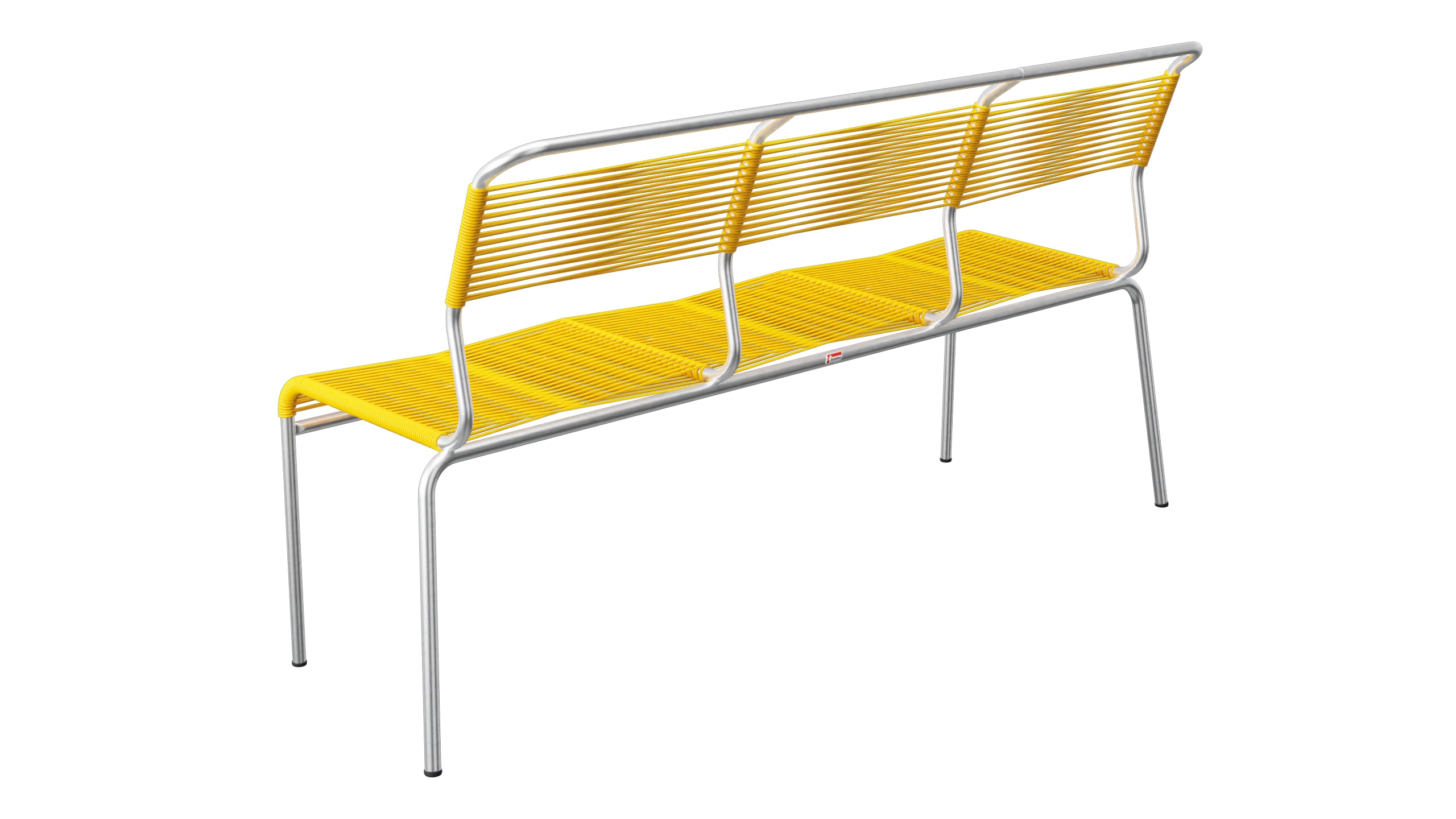 Säntis Spaghetti-3er-Gartenbank ohne Armlehne in Gelb präsentiert im Onlineshop von KAQTU Design AG. Gartenbank ist von Schaffner