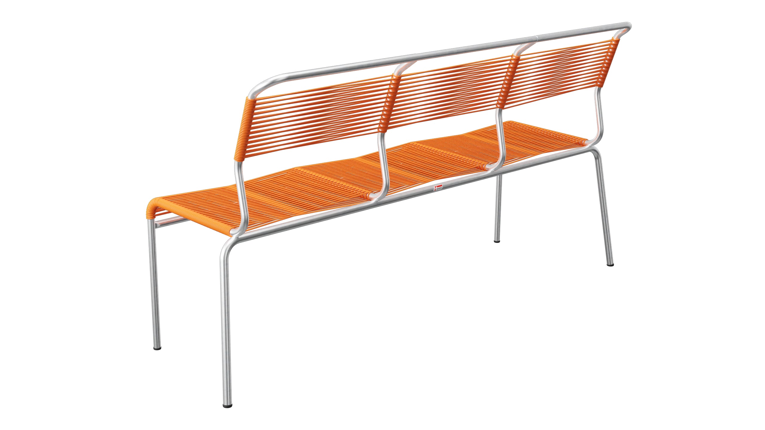 Säntis Spaghetti-3er-Gartenbank ohne Armlehne in Orange präsentiert im Onlineshop von KAQTU Design AG. Gartenbank ist von Schaffner