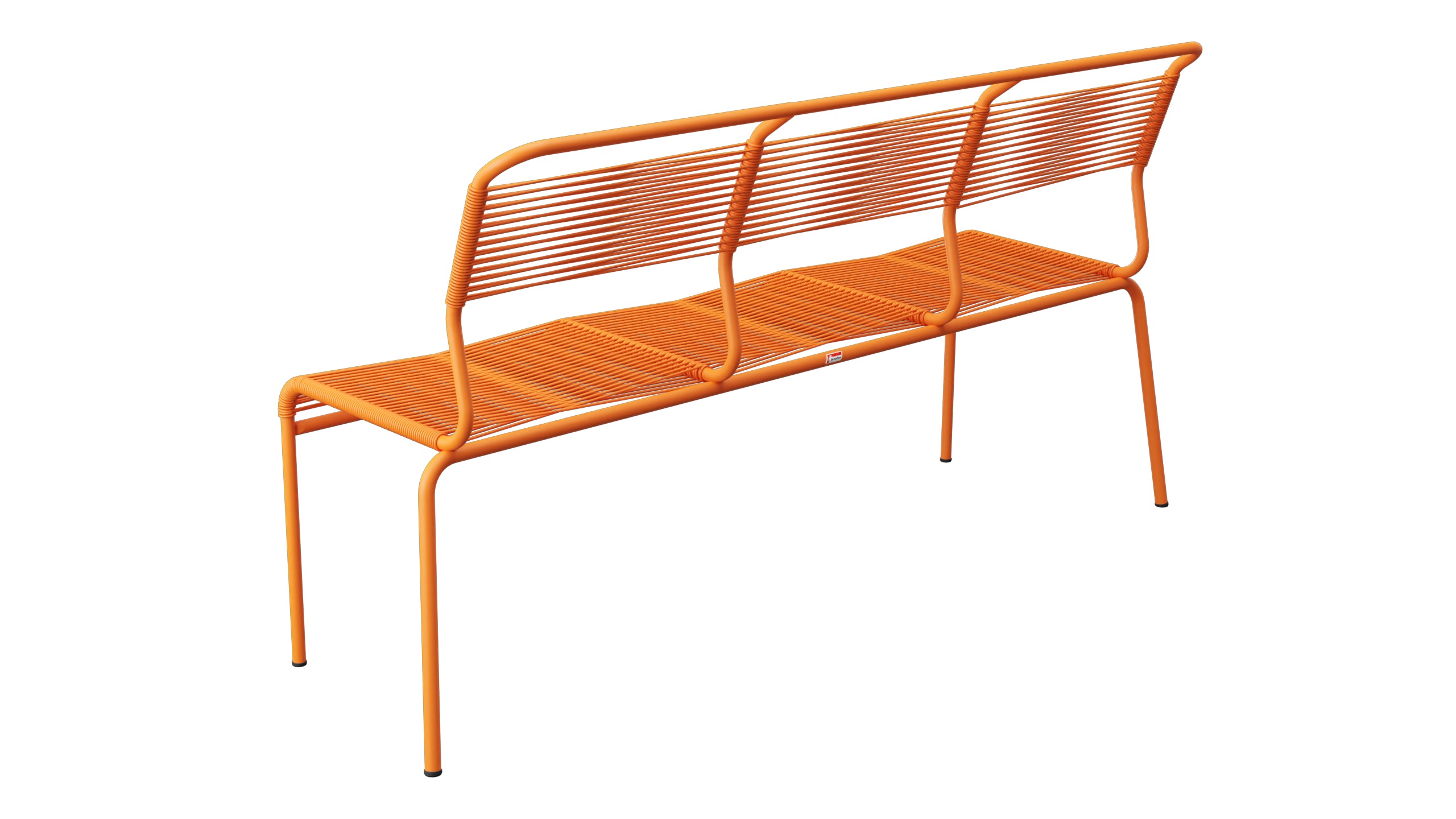 Säntis Spaghetti-3er-Gartenbank ohne Armlehne in Orange präsentiert im Onlineshop von KAQTU Design AG. Gartenbank ist von Schaffner
