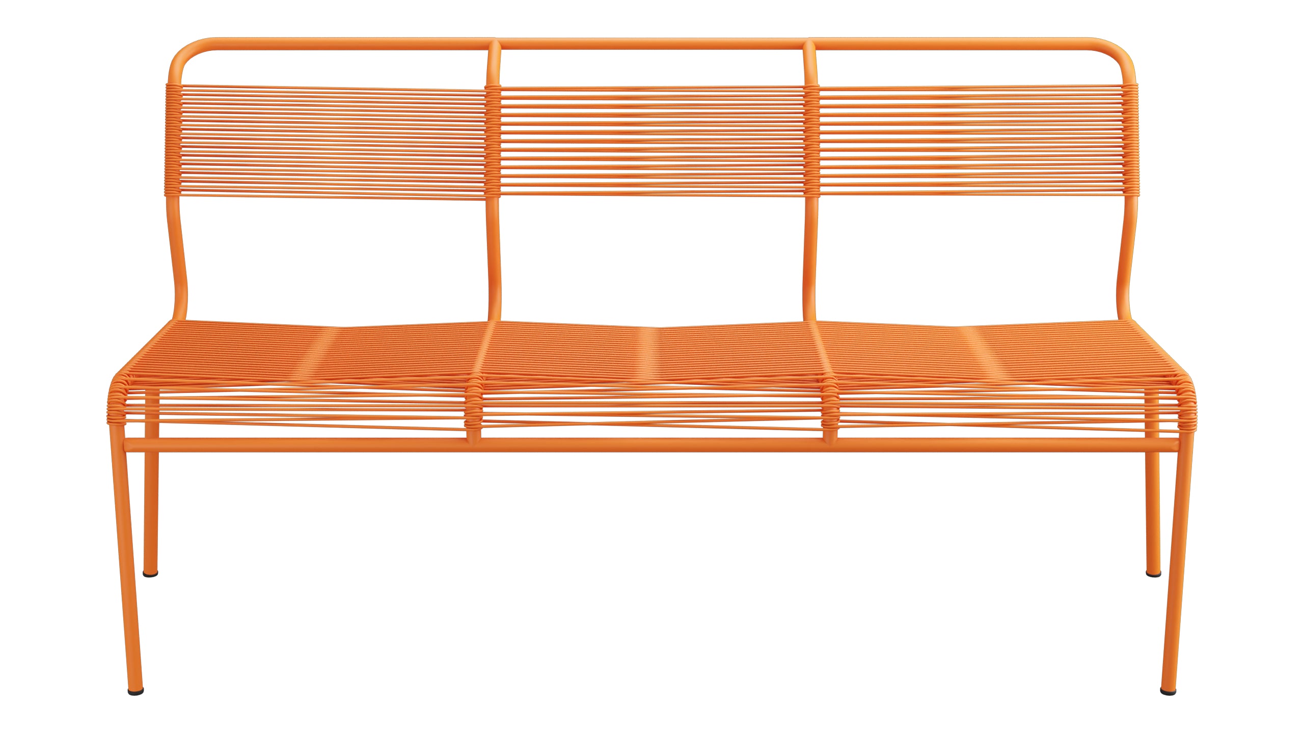 Säntis Spaghetti-3er-Gartenbank ohne Armlehne in Orange präsentiert im Onlineshop von KAQTU Design AG. Gartenbank ist von Schaffner