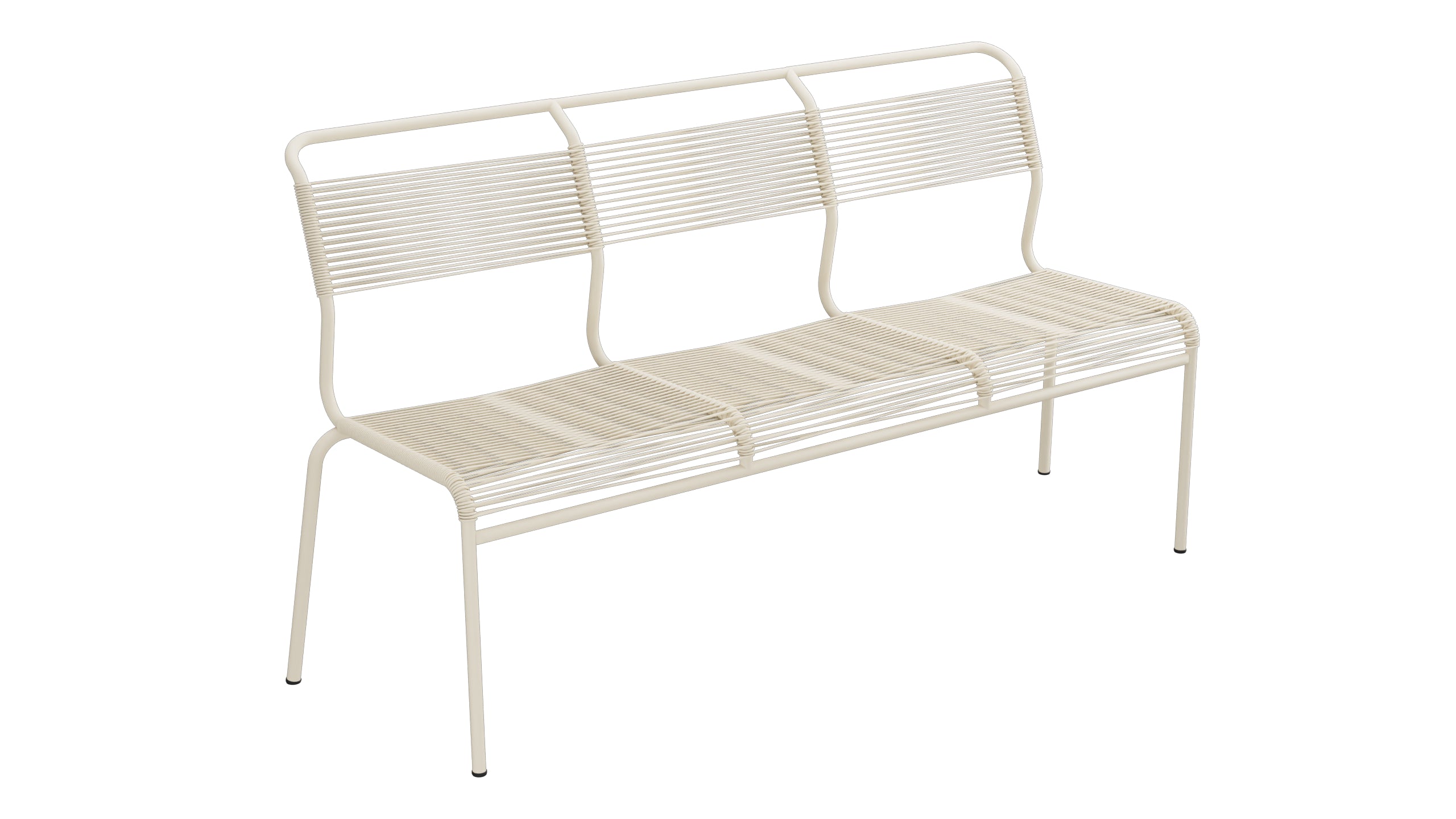 Säntis Spaghetti-3er-Gartenbank ohne Armlehne in Pastellsand präsentiert im Onlineshop von KAQTU Design AG. Gartenbank ist von Schaffner