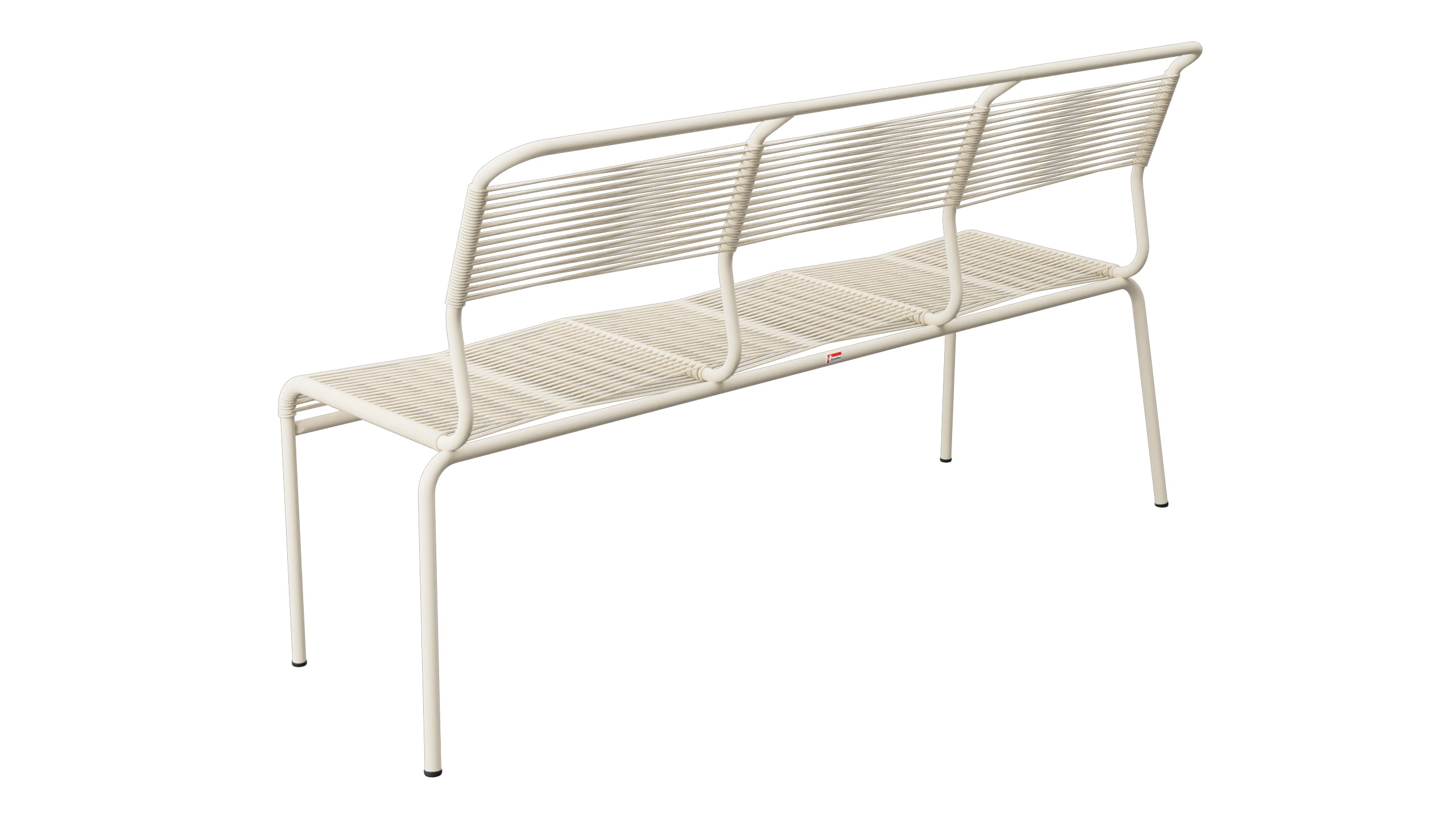 Säntis Spaghetti-3er-Gartenbank ohne Armlehne in Pastellsand präsentiert im Onlineshop von KAQTU Design AG. Gartenbank ist von Schaffner