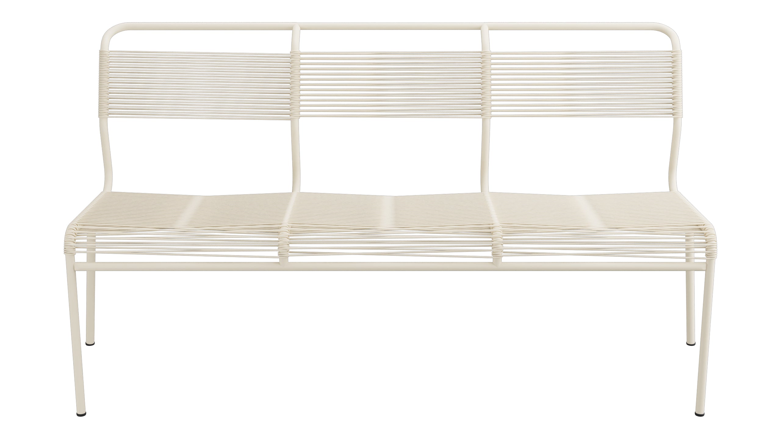 Säntis Spaghetti-3er-Gartenbank ohne Armlehne in Pastellsand präsentiert im Onlineshop von KAQTU Design AG. Gartenbank ist von Schaffner