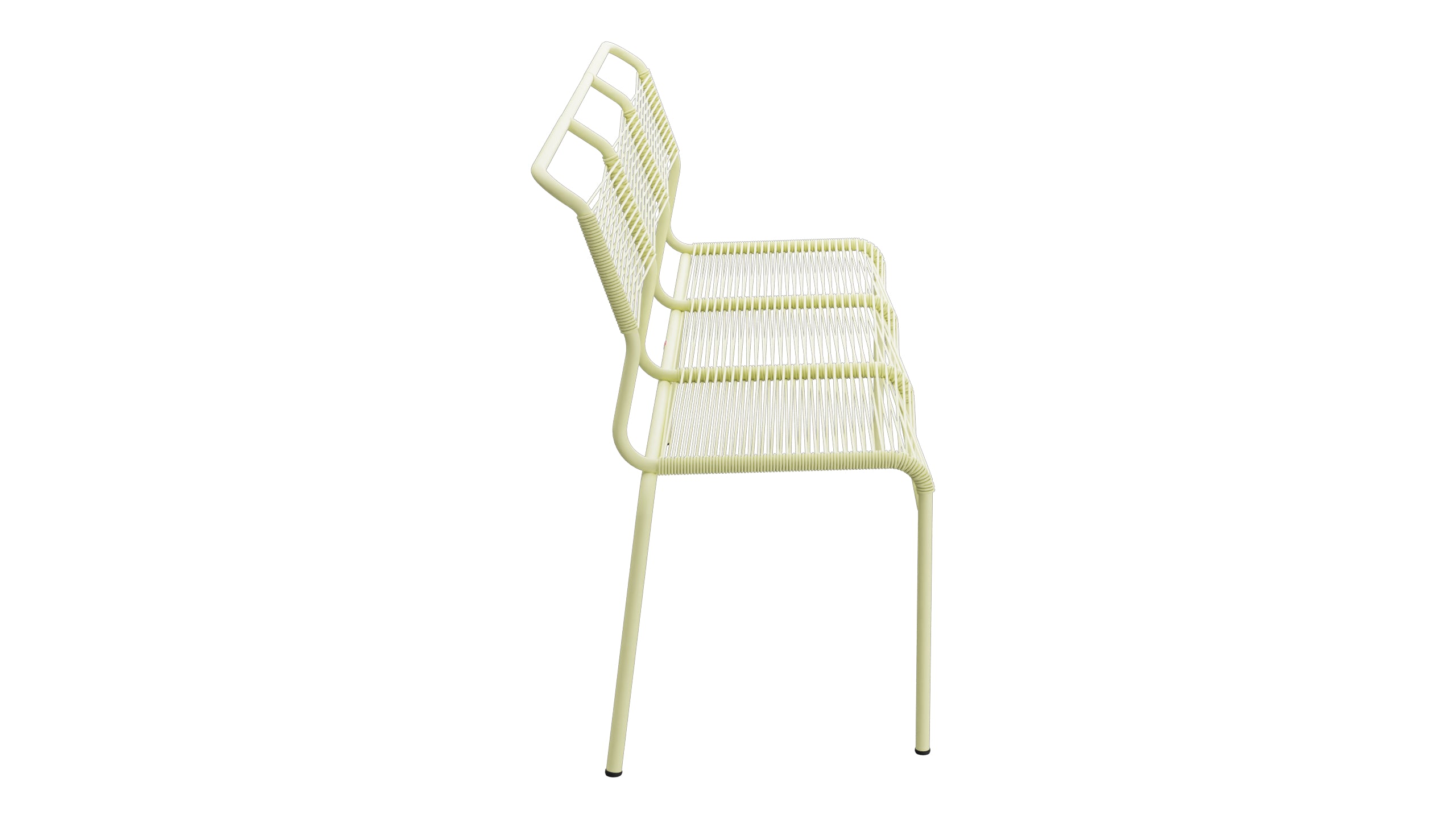 Säntis Spaghetti-3er-Gartenbank ohne Armlehne in Buchsbaumgelb präsentiert im Onlineshop von KAQTU Design AG. Gartenbank ist von Schaffner