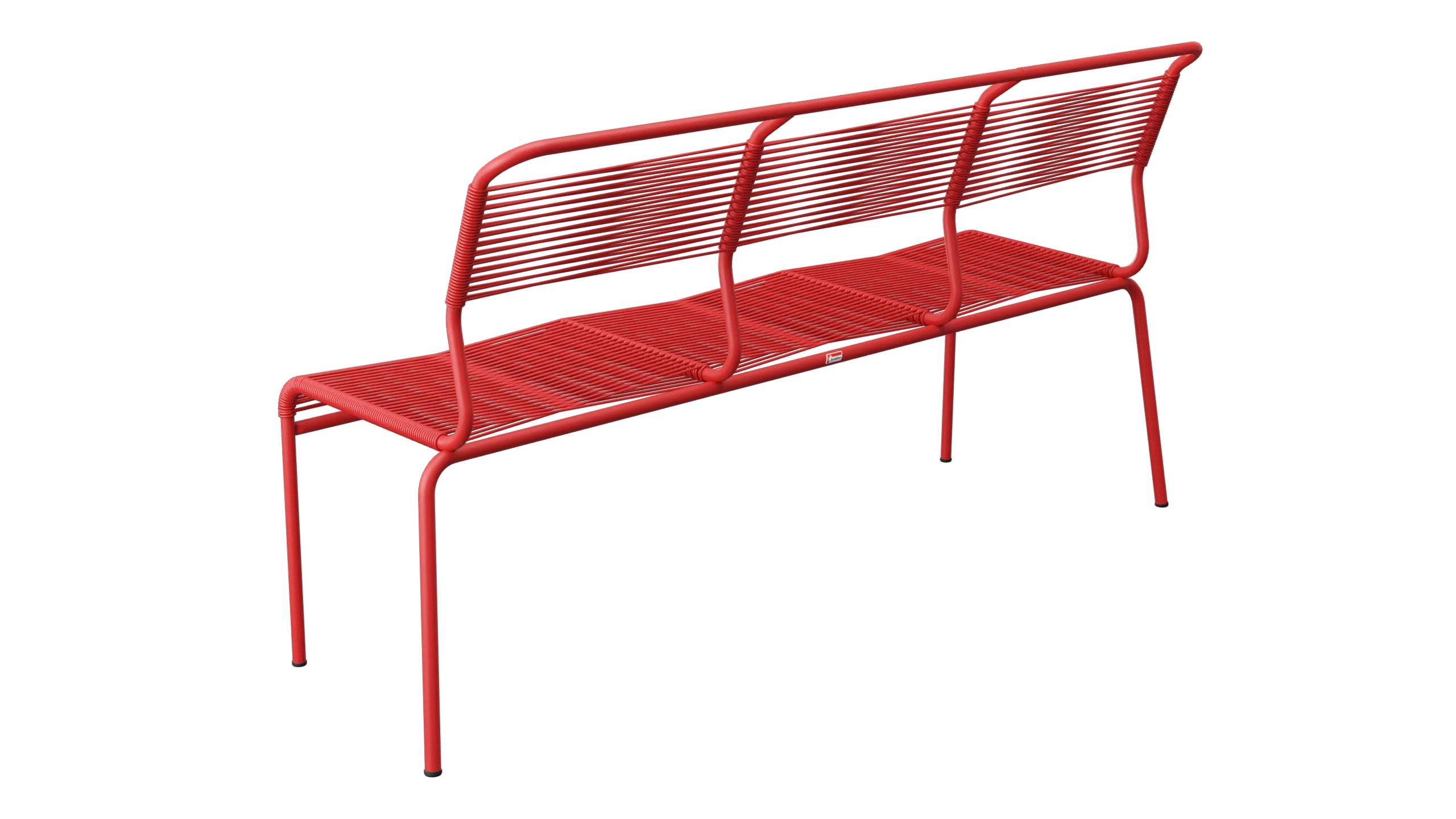 Säntis Spaghetti-3er-Gartenbank ohne Armlehne in Rot präsentiert im Onlineshop von KAQTU Design AG. Gartenbank ist von Schaffner