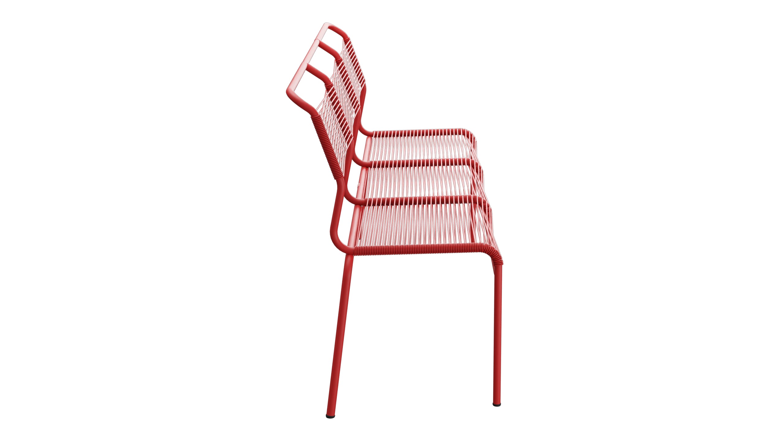 Säntis Spaghetti-3er-Gartenbank ohne Armlehne in Rot präsentiert im Onlineshop von KAQTU Design AG. Gartenbank ist von Schaffner