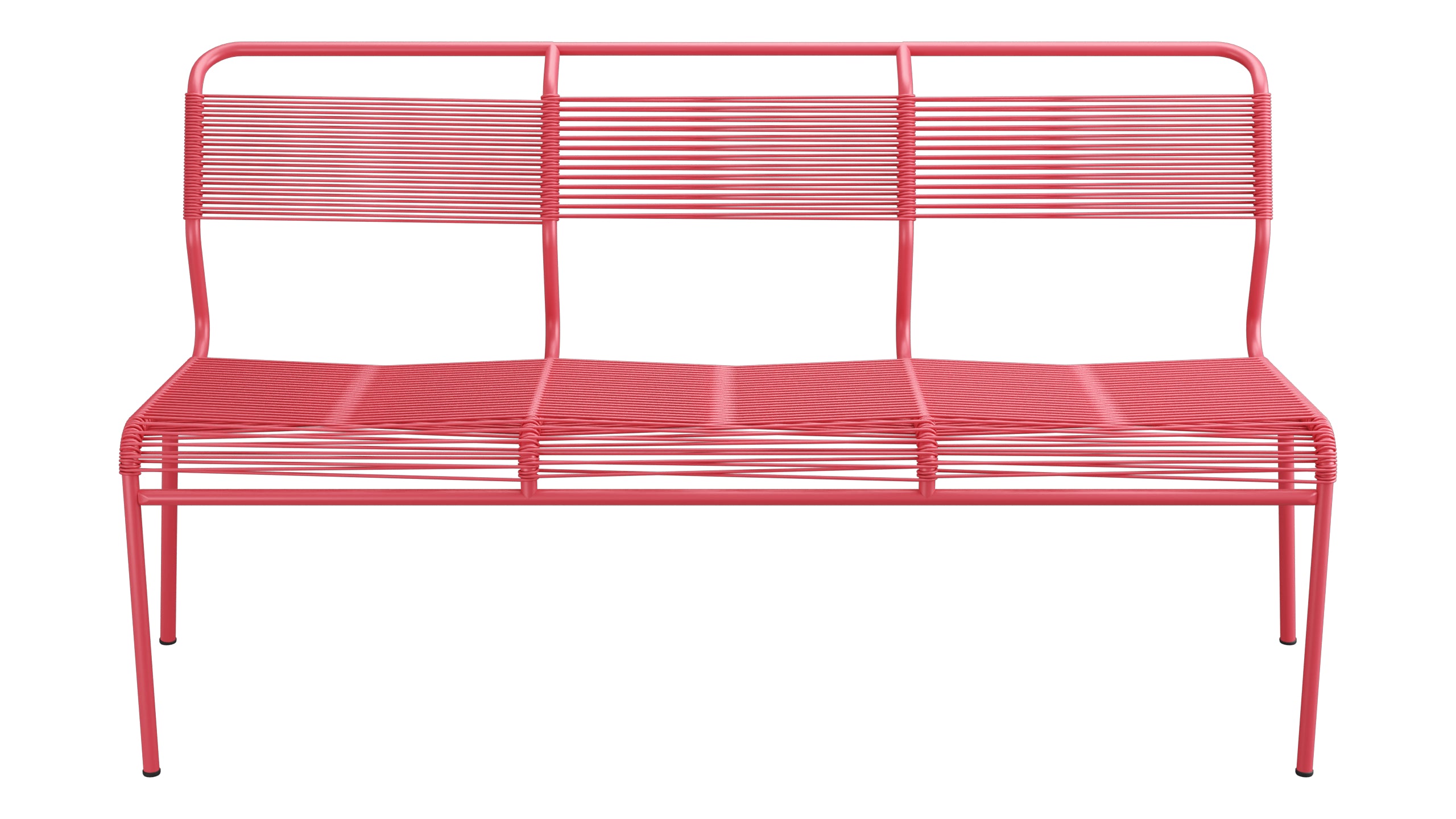 Säntis Spaghetti-3er-Gartenbank ohne Armlehne in Ahornrot präsentiert im Onlineshop von KAQTU Design AG. Gartenbank ist von Schaffner