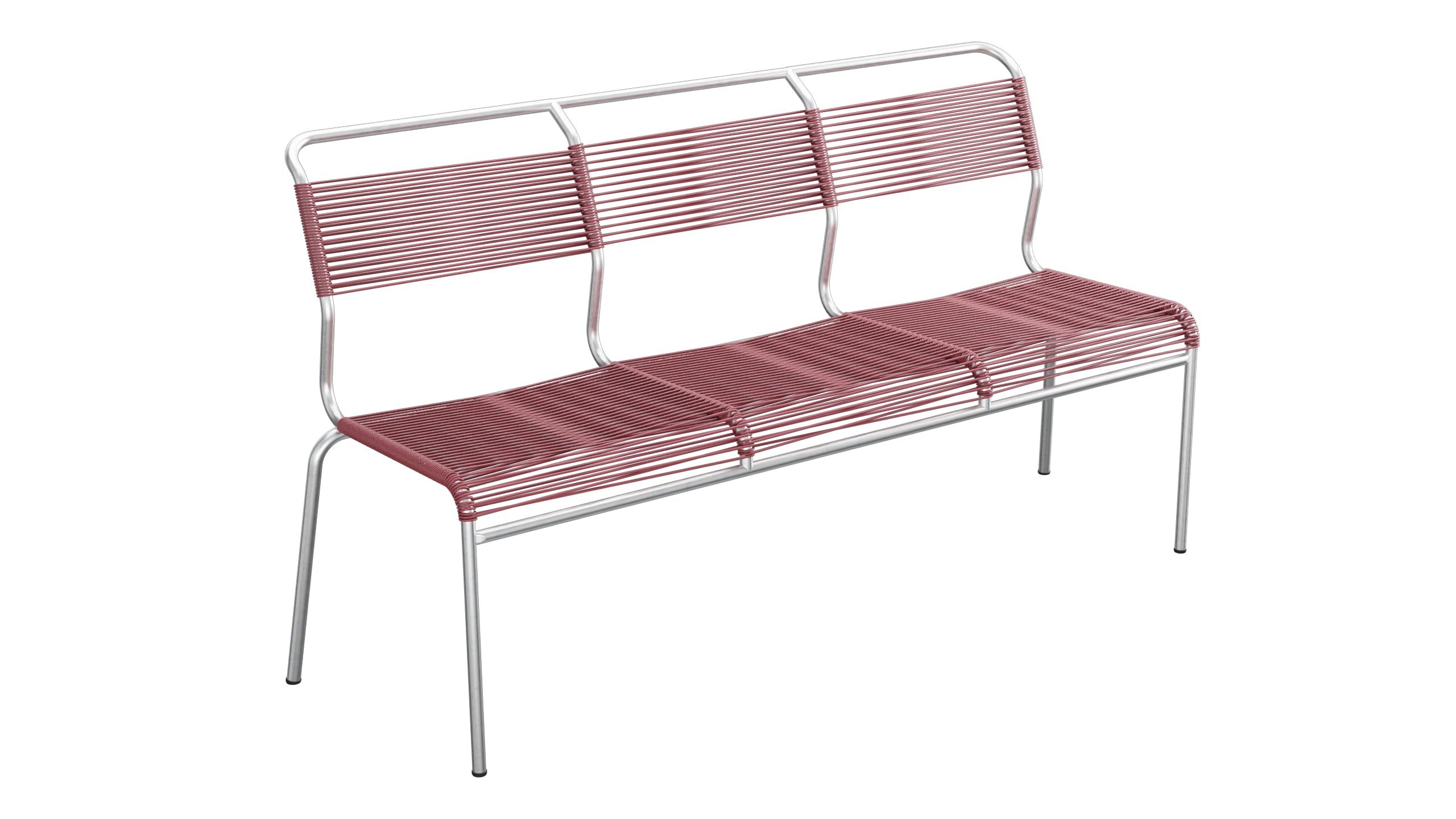 Säntis Spaghetti-3er-Gartenbank ohne Armlehne in Bordeaux präsentiert im Onlineshop von KAQTU Design AG. Gartenbank ist von Schaffner