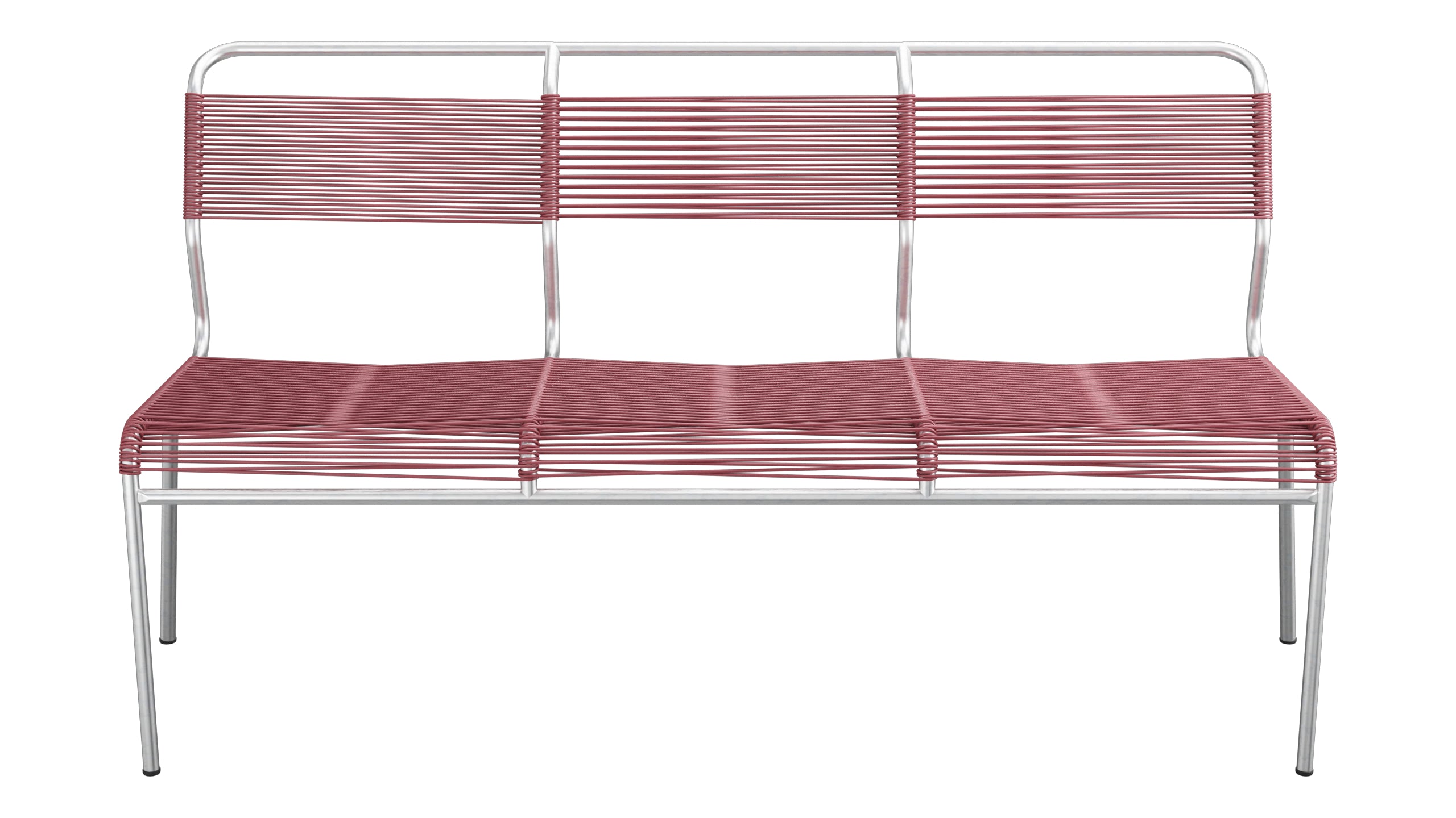 Säntis Spaghetti-3er-Gartenbank ohne Armlehne in Bordeaux präsentiert im Onlineshop von KAQTU Design AG. Gartenbank ist von Schaffner