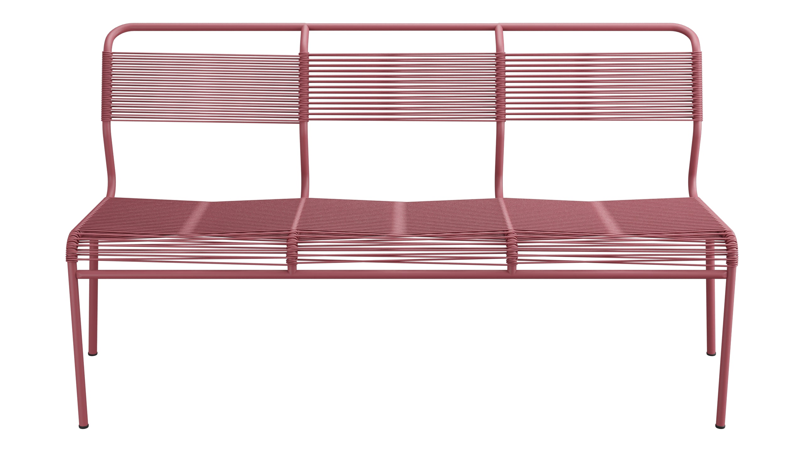 Säntis Spaghetti-3er-Gartenbank ohne Armlehne in Bordeaux präsentiert im Onlineshop von KAQTU Design AG. Gartenbank ist von Schaffner