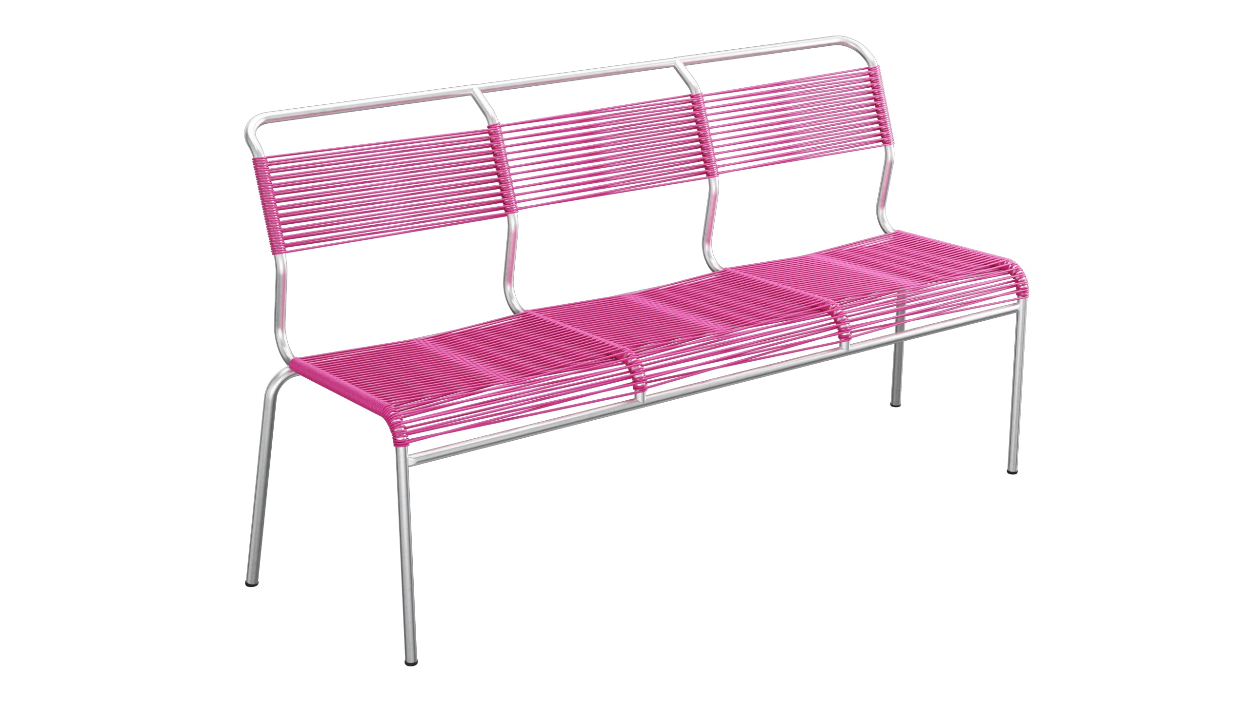 Säntis Spaghetti-3er-Gartenbank ohne Armlehne in Pink präsentiert im Onlineshop von KAQTU Design AG. Gartenbank ist von Schaffner