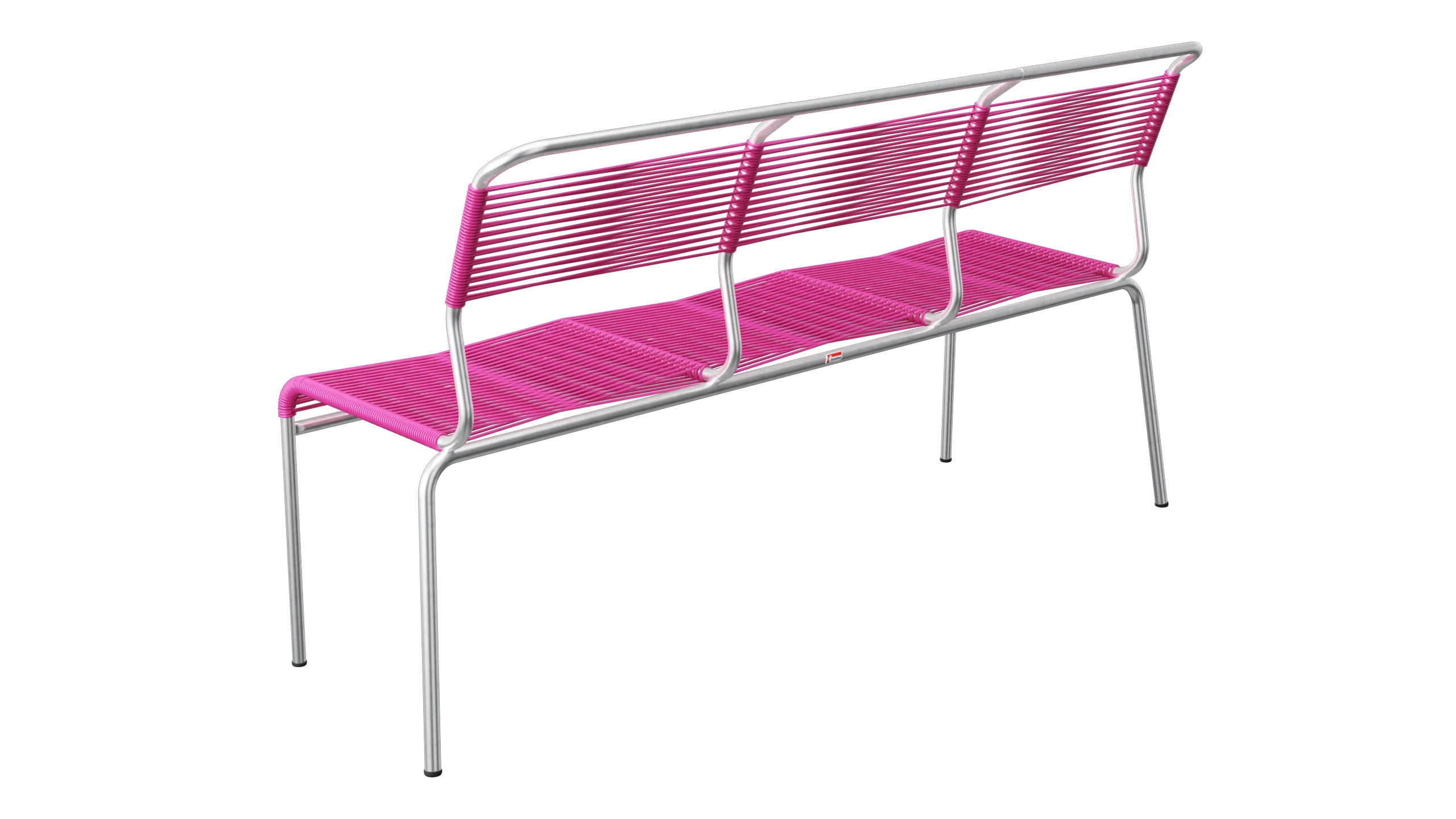 Säntis Spaghetti-3er-Gartenbank ohne Armlehne in Pink präsentiert im Onlineshop von KAQTU Design AG. Gartenbank ist von Schaffner